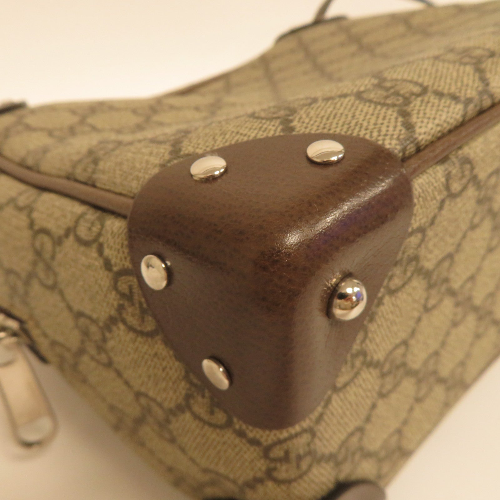 GUCCI 塗層帆布Shoulder Bag銀扣肩背袋啡色