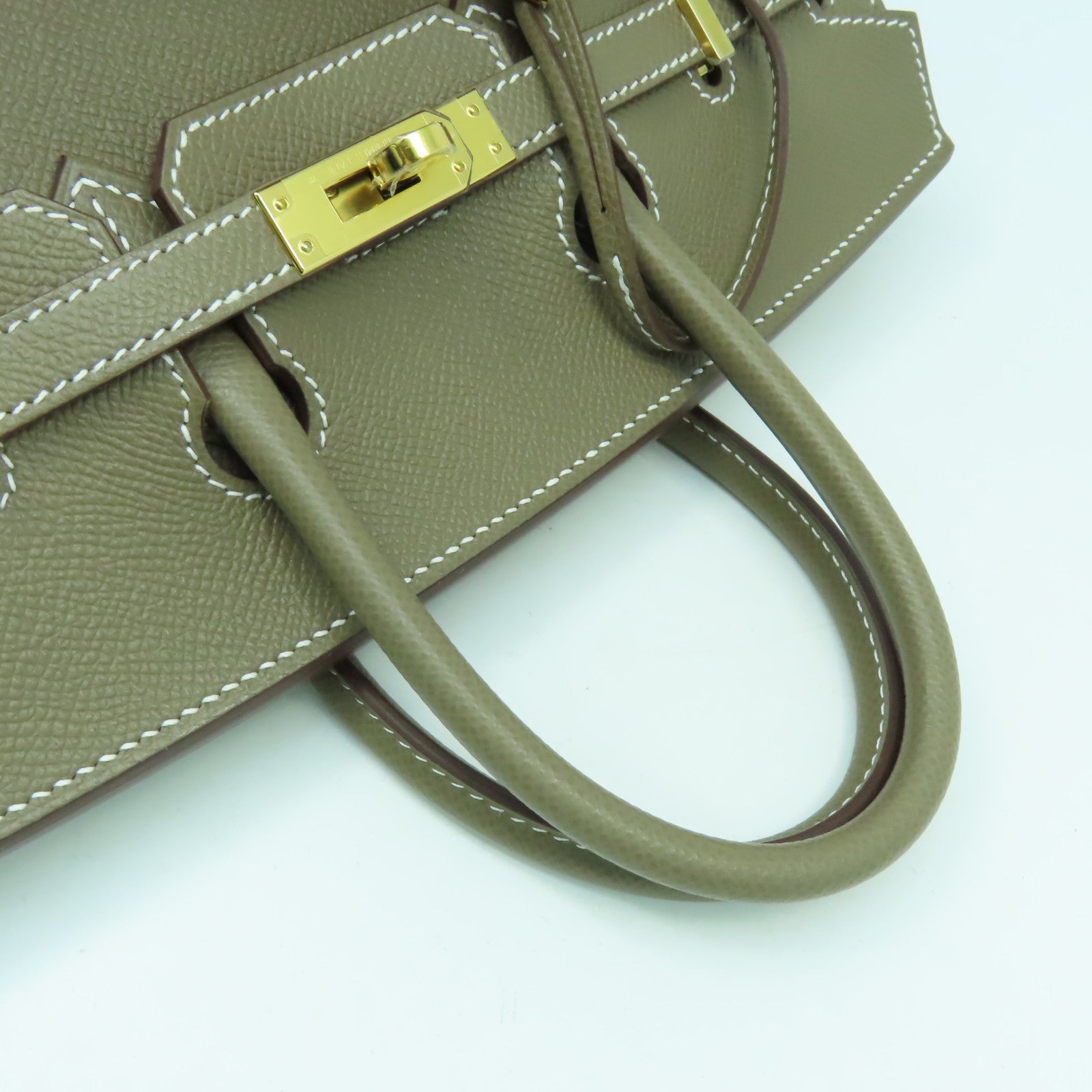 HERMES Epsom皮革Birkin 25金扣手挽袋Etoupe大象灰色