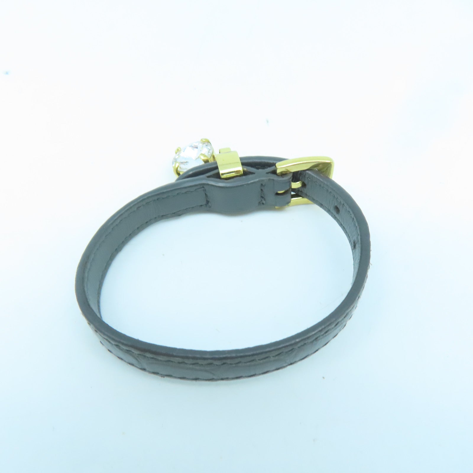 Miu Miu 牛皮皮革/金属Bracelet金扣手镯灰色