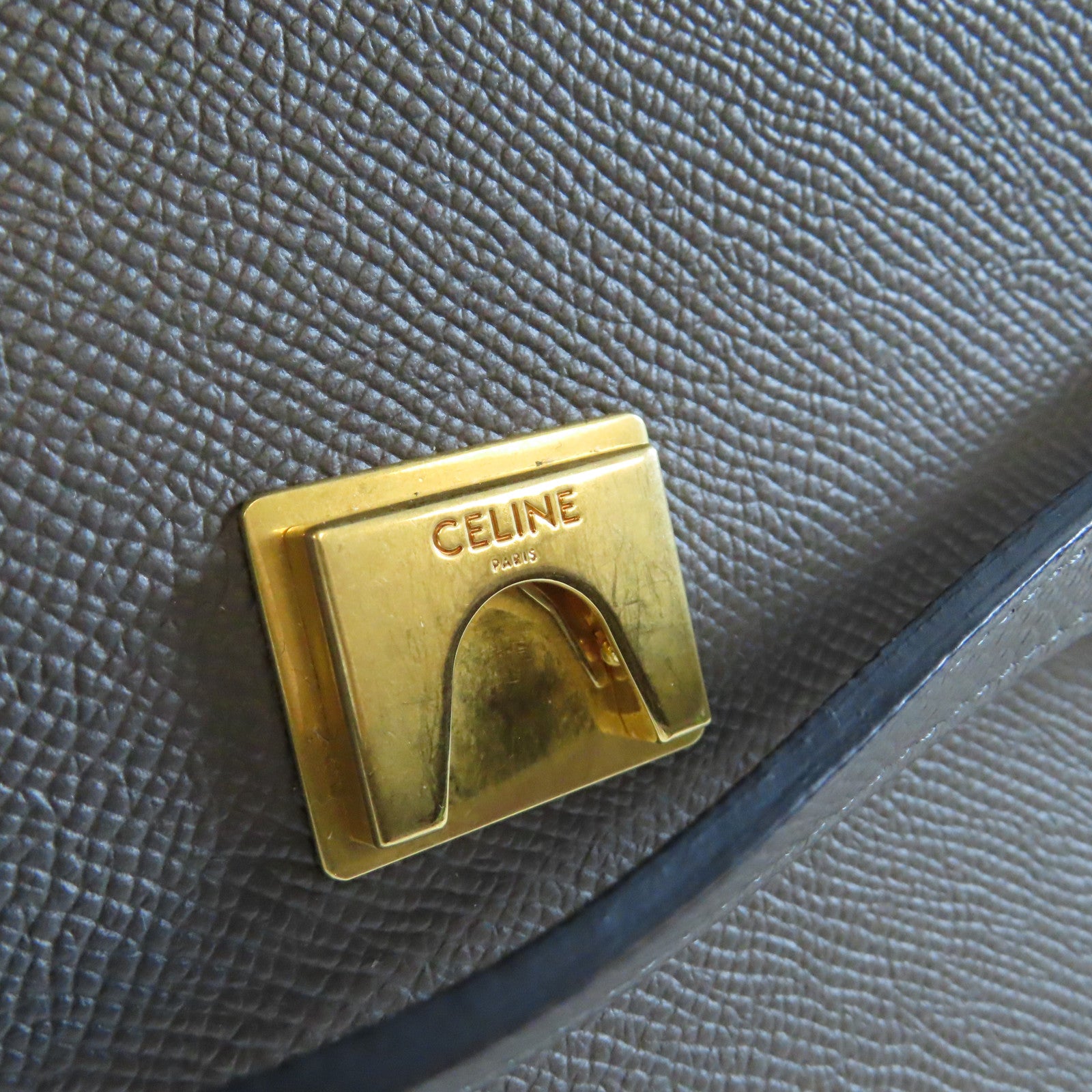 CELINE 牛皮皮革Belt金扣手挽肩背兩用袋灰色