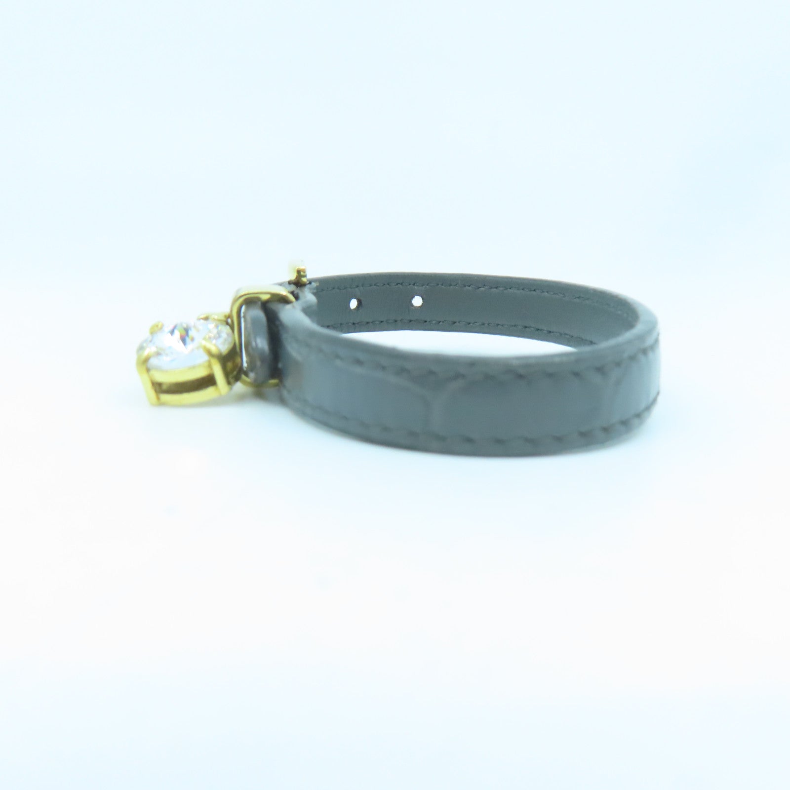Miu Miu 牛皮皮革/金属Bracelet金扣手镯灰色