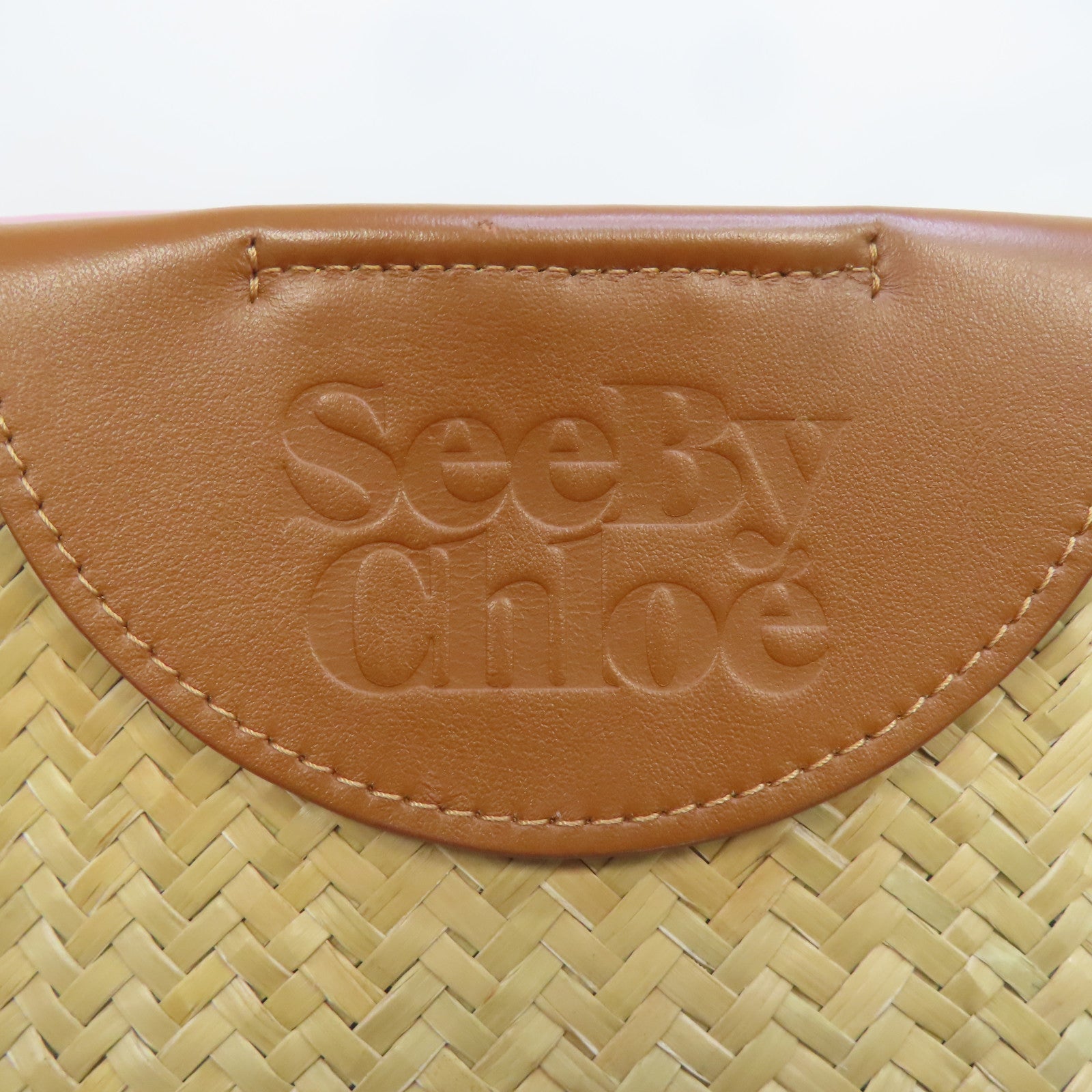 SEE BY CHLOE 藤製Tote Bag手挽袋藍色/淺褐色