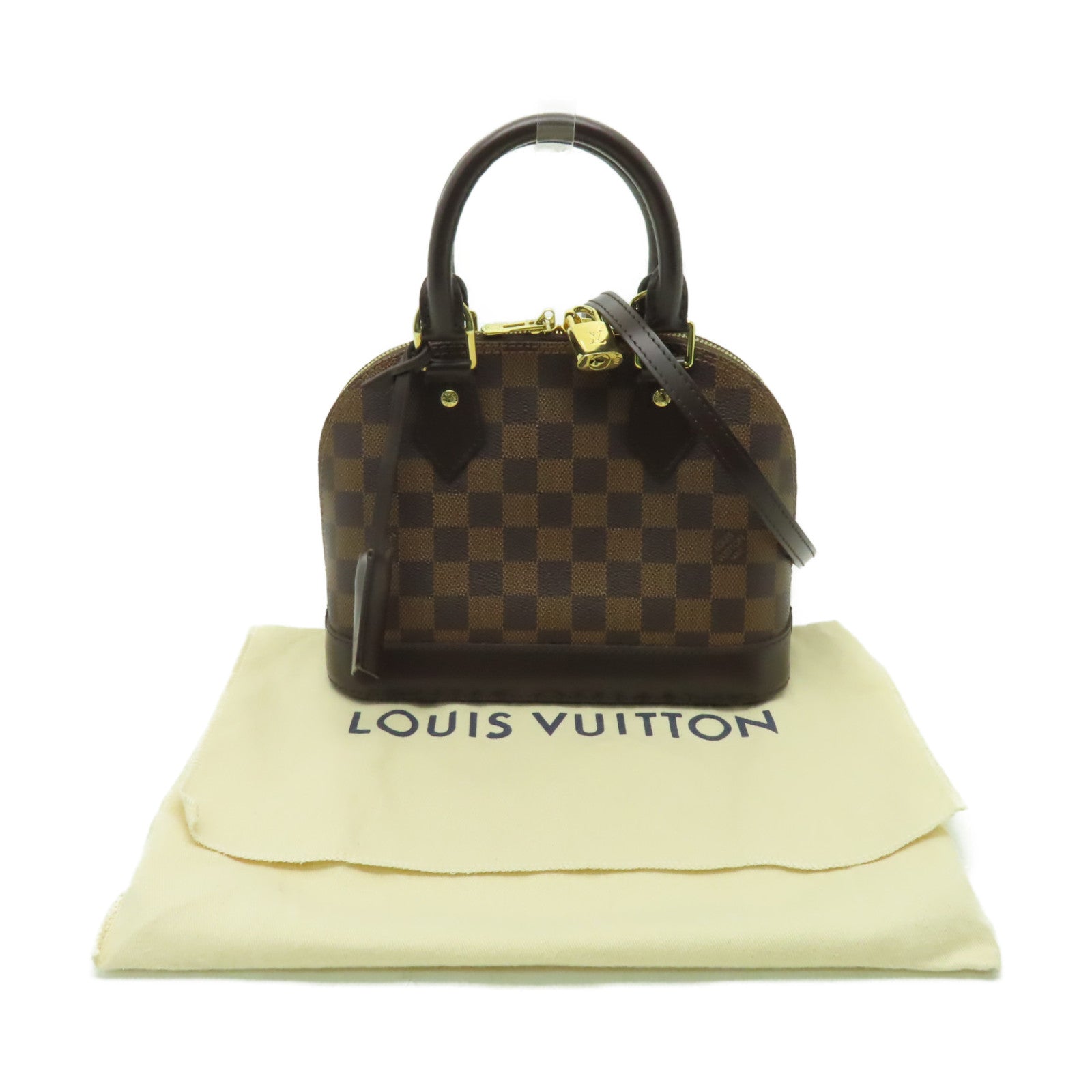 LOUIS VUITTON Damier Alma BB金扣手挽肩背兩用袋棕色