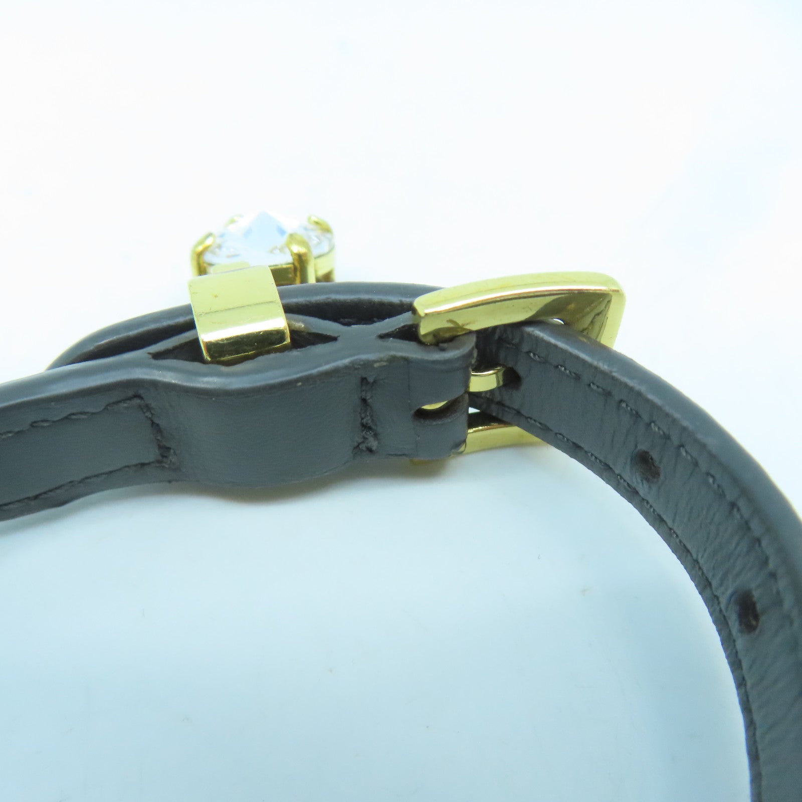 Miu Miu 牛皮皮革/金属Bracelet金扣手镯灰色