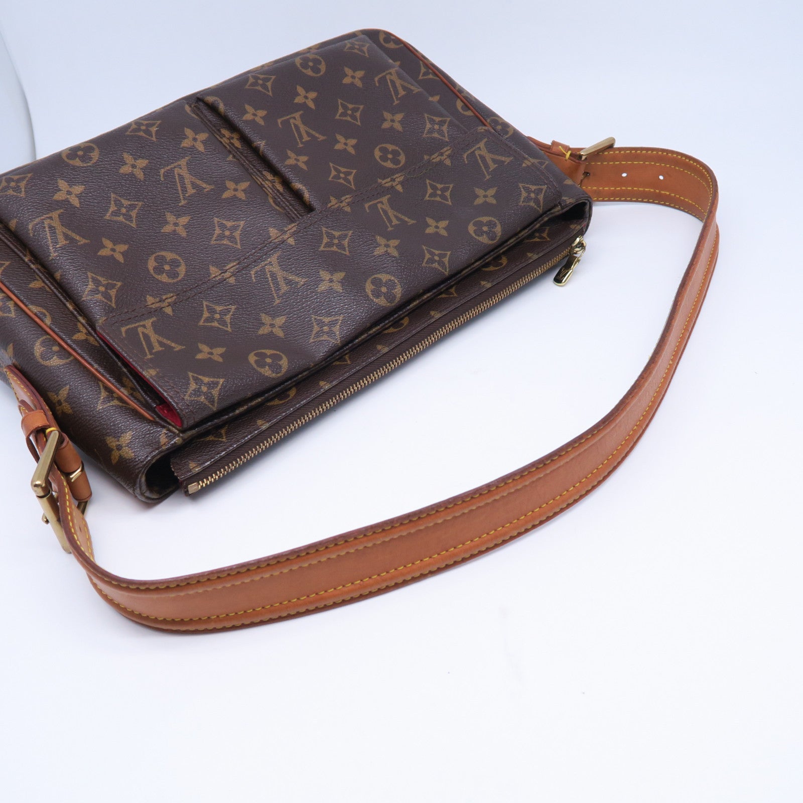 LOUIS VUITTON 塗層帆布Viva Cite GM金扣肩背袋啡色
