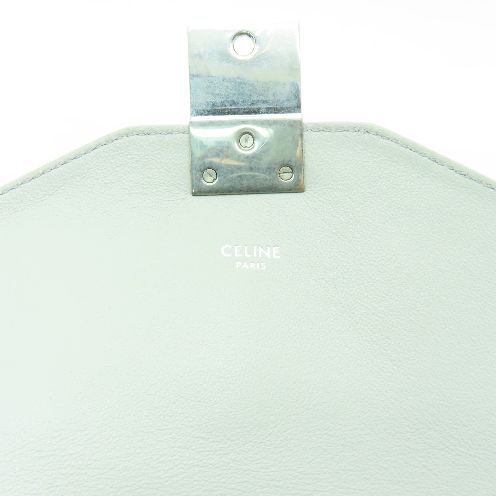 CELINE 牛皮皮革Medium C銀扣鏈帶肩背袋灰色