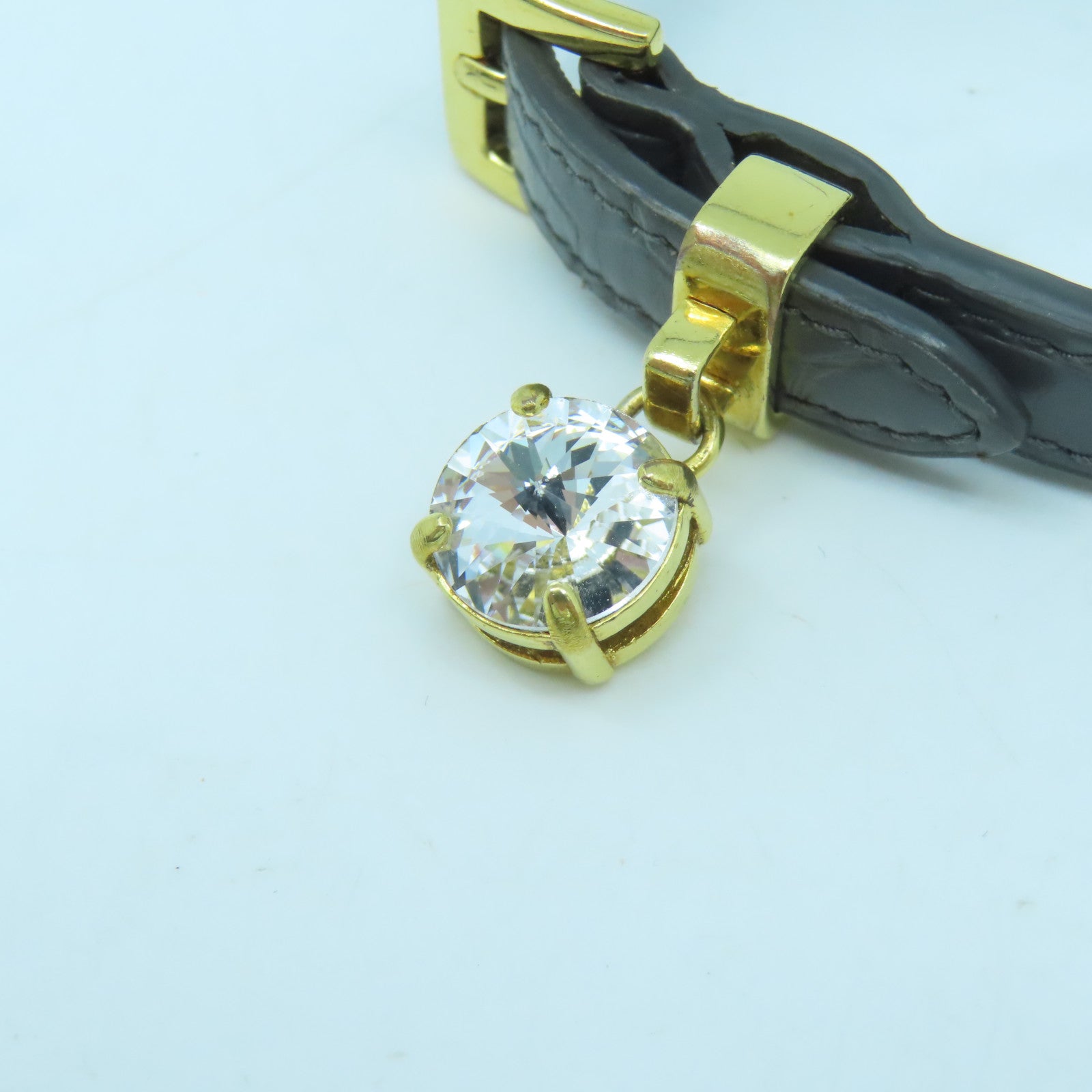 Miu Miu 牛皮皮革/金属Bracelet金扣手镯灰色