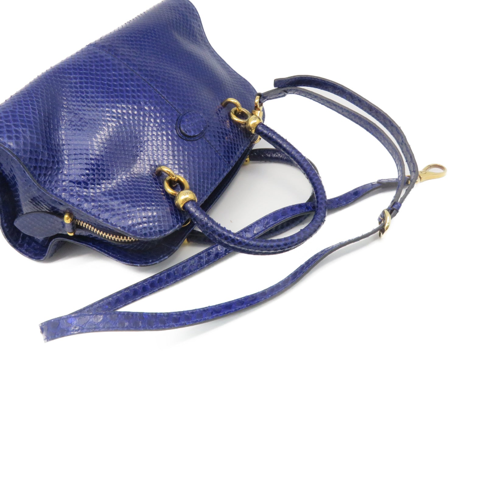 TOD’S 蛇皮皮革2Way Shoulder Bag手挽肩背兩用袋藍色