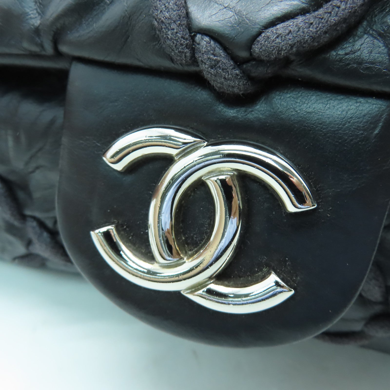 CHANEL 【激減優惠】菱格牛皮皮革Chain Shoulder銀扣鏈帶肩背袋黑色