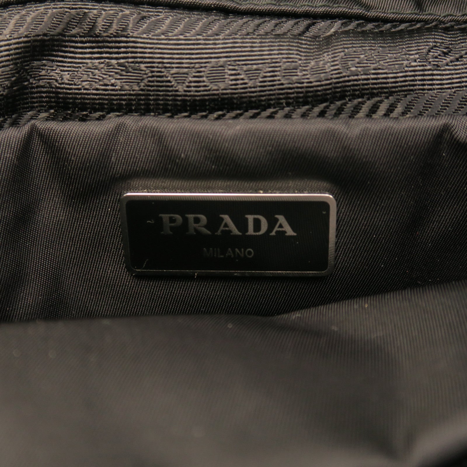 PRADA Rhombus Nylon Shoulder Bag Silver Buckle Handle Shoulder Bag Black