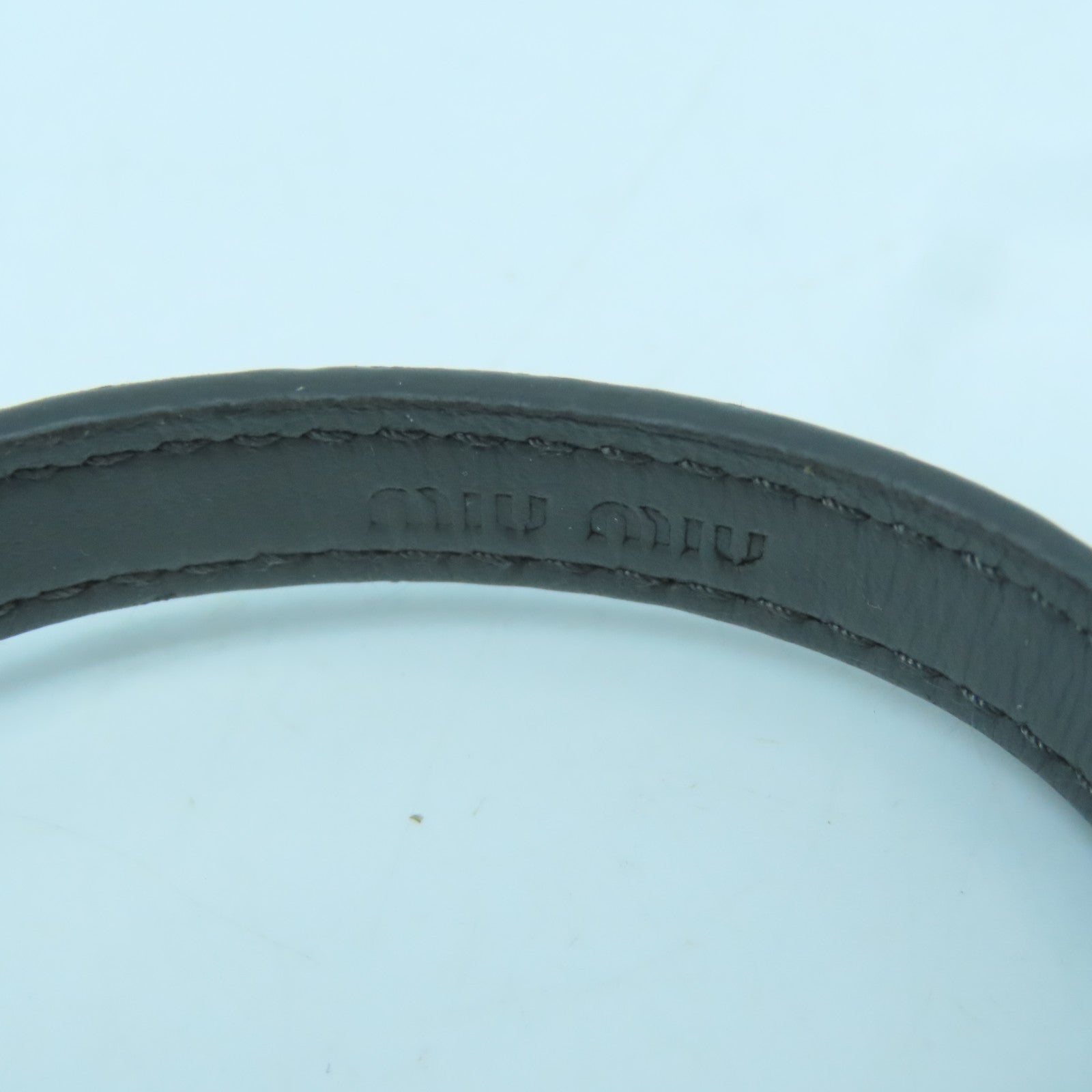 Miu Miu 牛皮皮革/金属Bracelet金扣手镯灰色