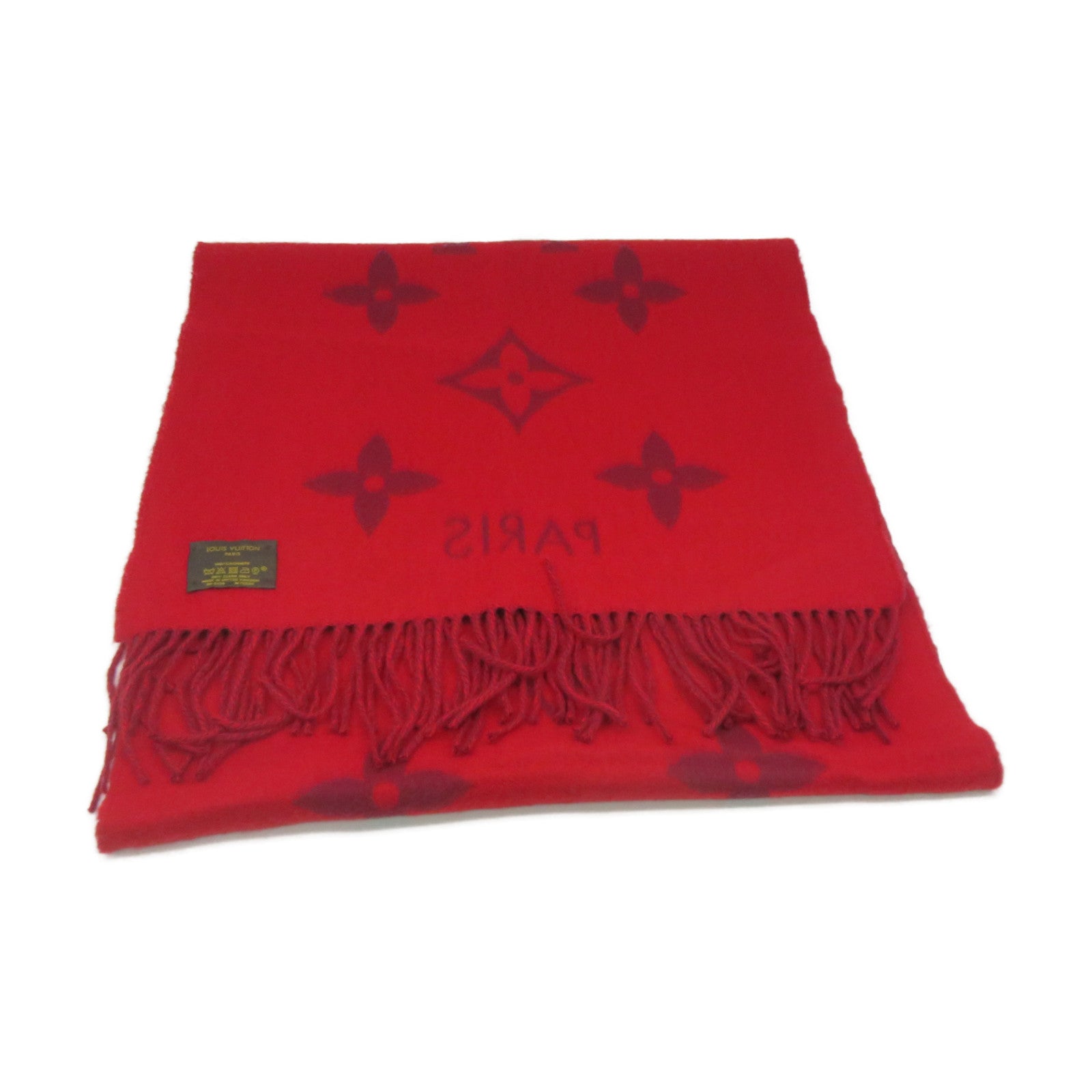 LOUIS VUITTON 羊絨Scarf圍巾酒紅色