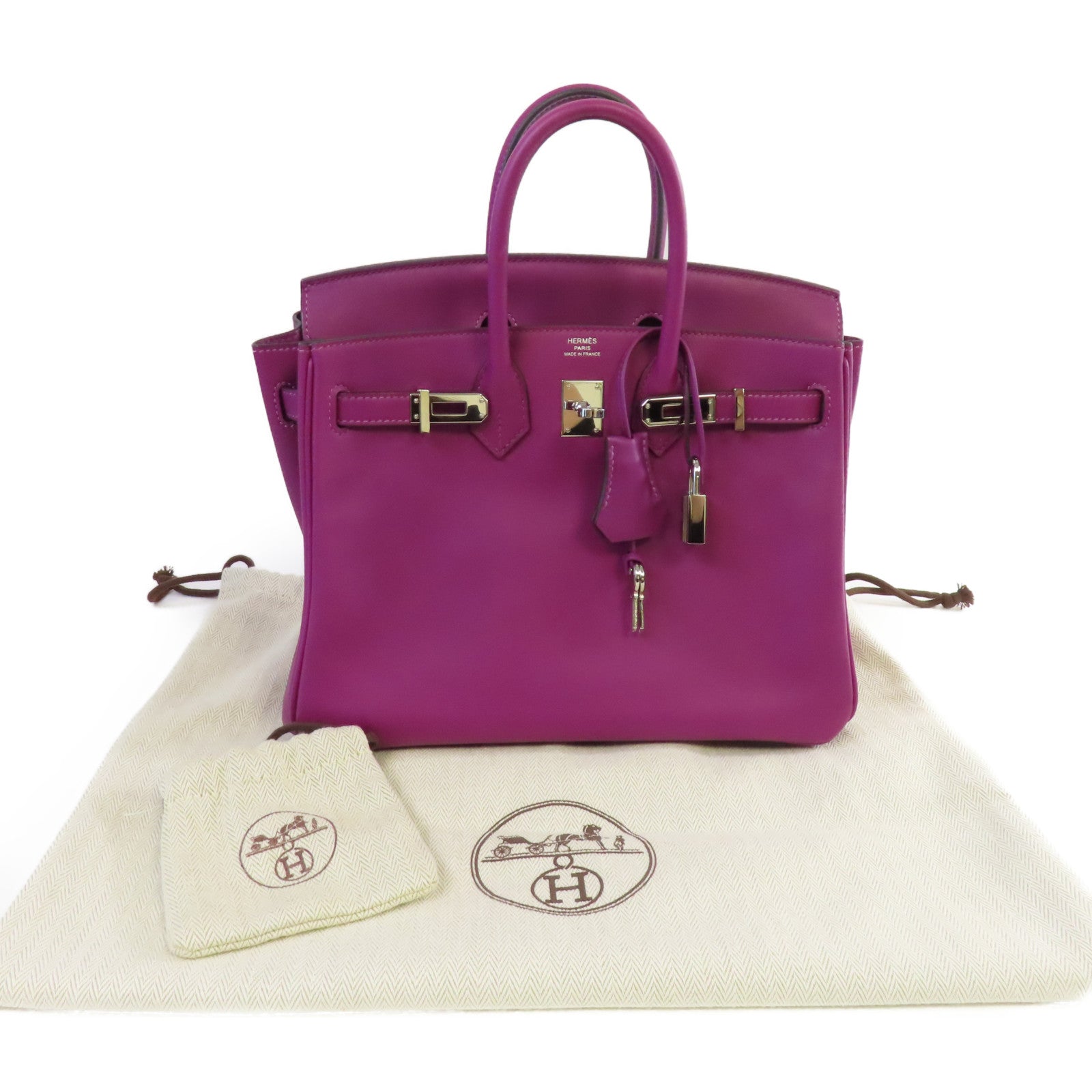 HERMES Swift皮革Birkin 25 Hand Bag銀扣手挽袋Anemone/海葵紫色