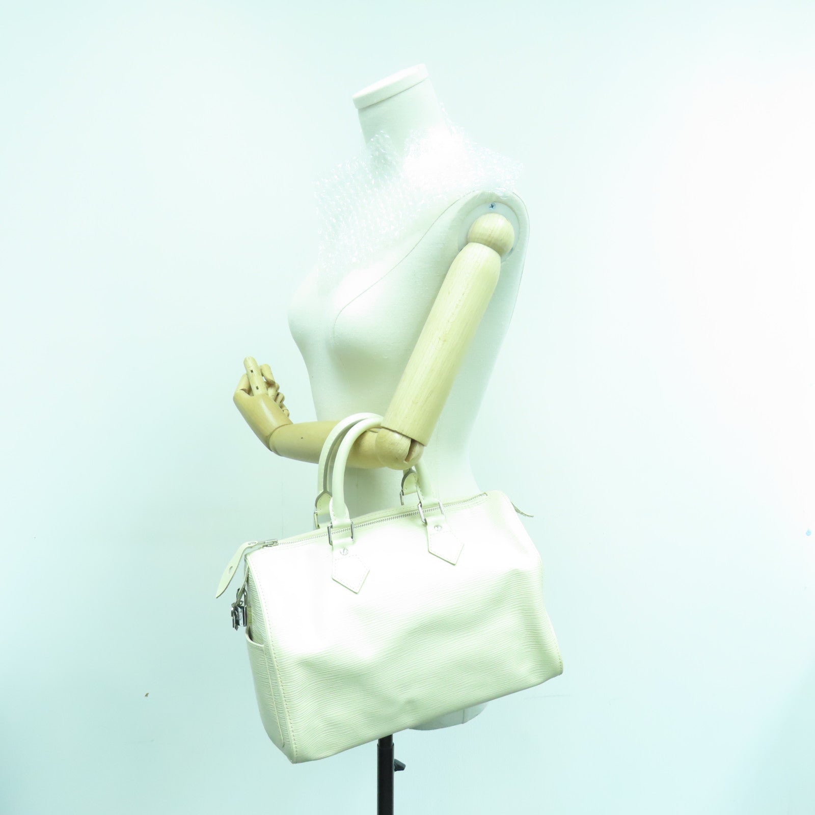 LOUIS VUITTON Epi Speedy 30銀扣手挽袋白色