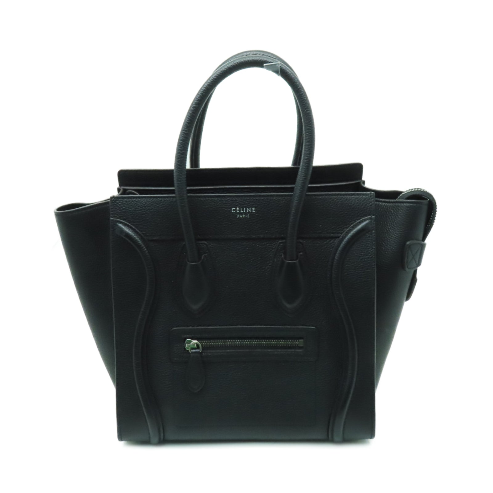 CELINE 【激減優惠】牛皮皮革Micro Luggage銀扣手挽袋黑色