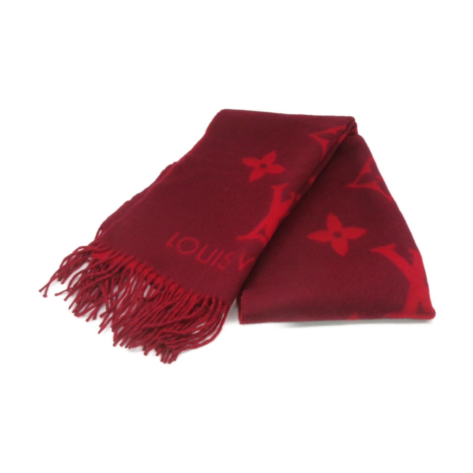 LOUIS VUITTON 羊絨Scarf圍巾酒紅色