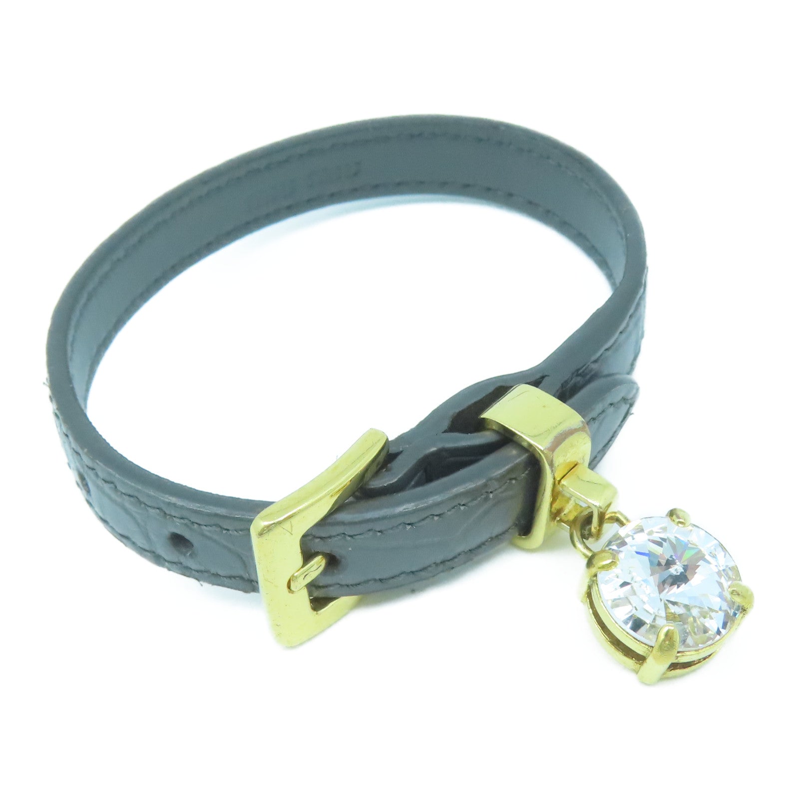 Miu Miu 牛皮皮革/金属Bracelet金扣手镯灰色