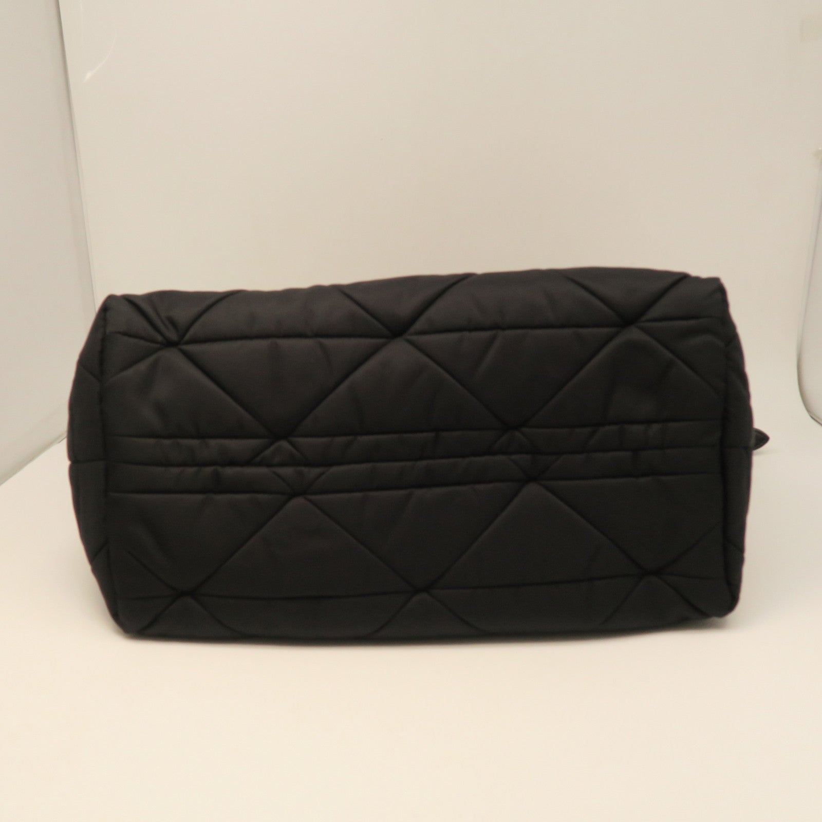 PRADA Rhombus Nylon Shoulder Bag Silver Buckle Handle Shoulder Bag Black