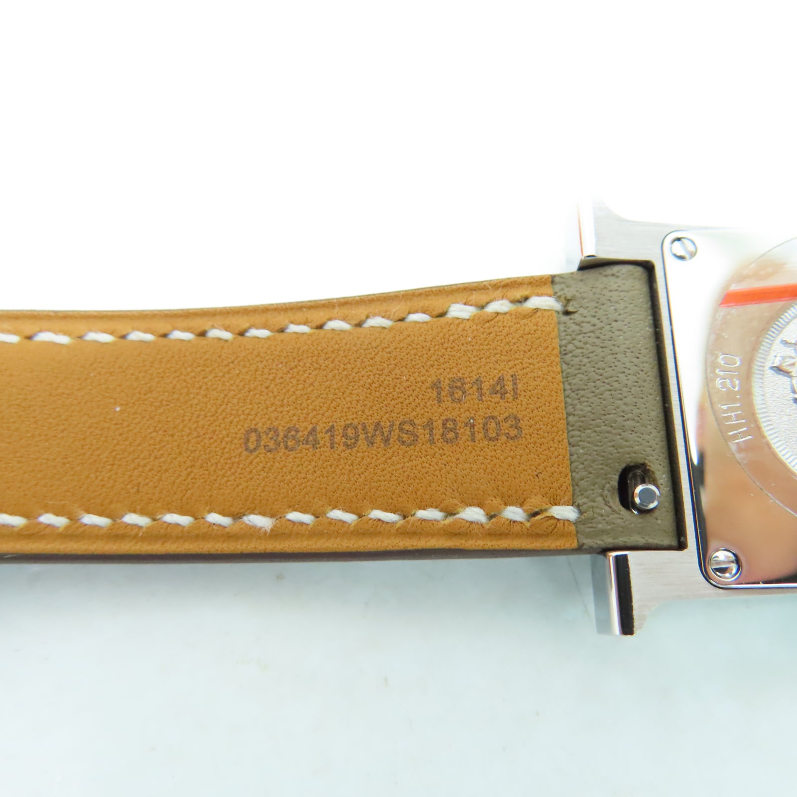 HERMES Heure H Watch Swift皮革/不锈钢手表石英机芯白色