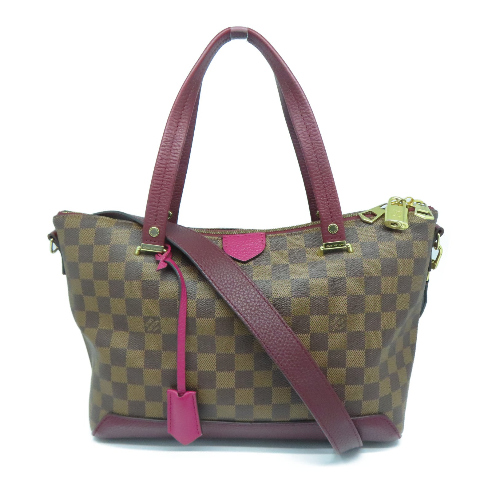 LOUIS VUITTON Damier Hyde Park金扣手挽肩背两用袋啡色紫色