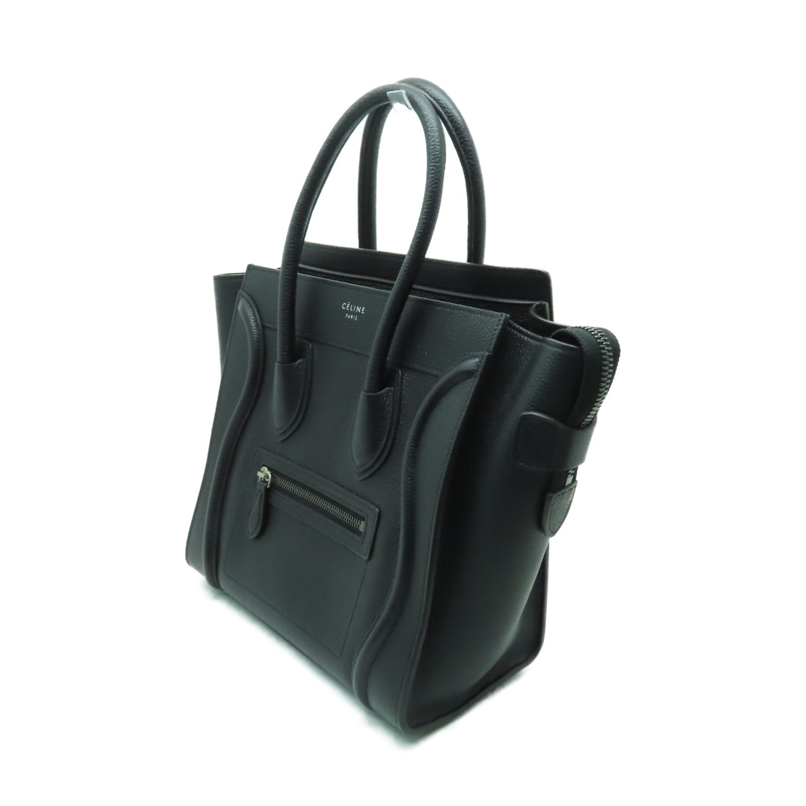 CELINE 【激減優惠】牛皮皮革Micro Luggage銀扣手挽袋黑色