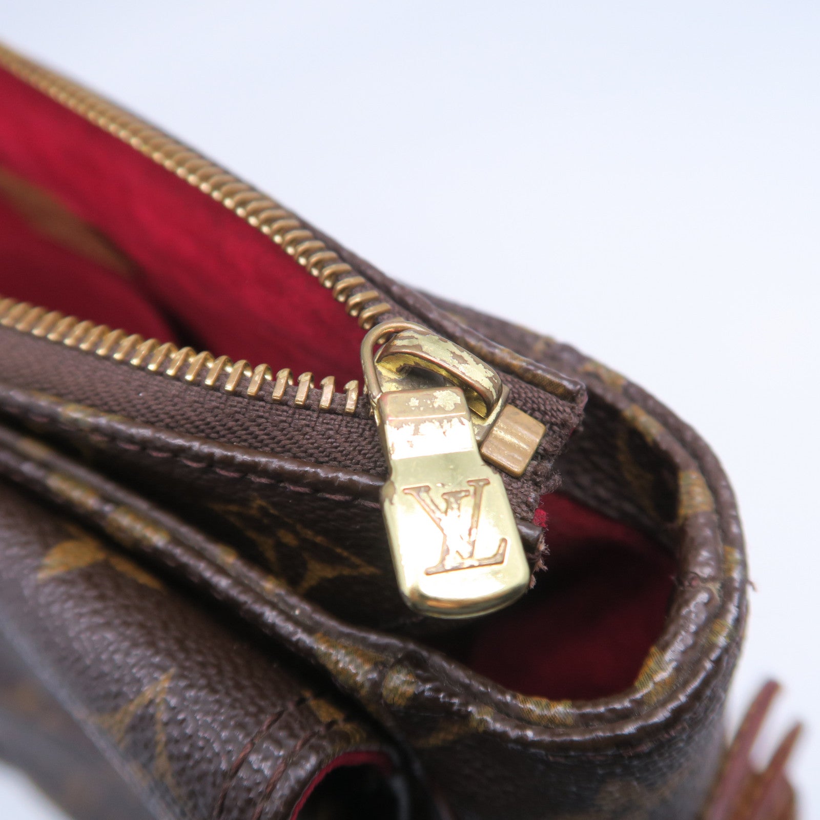 LOUIS VUITTON 塗層帆布Viva Cite GM金扣肩背袋啡色