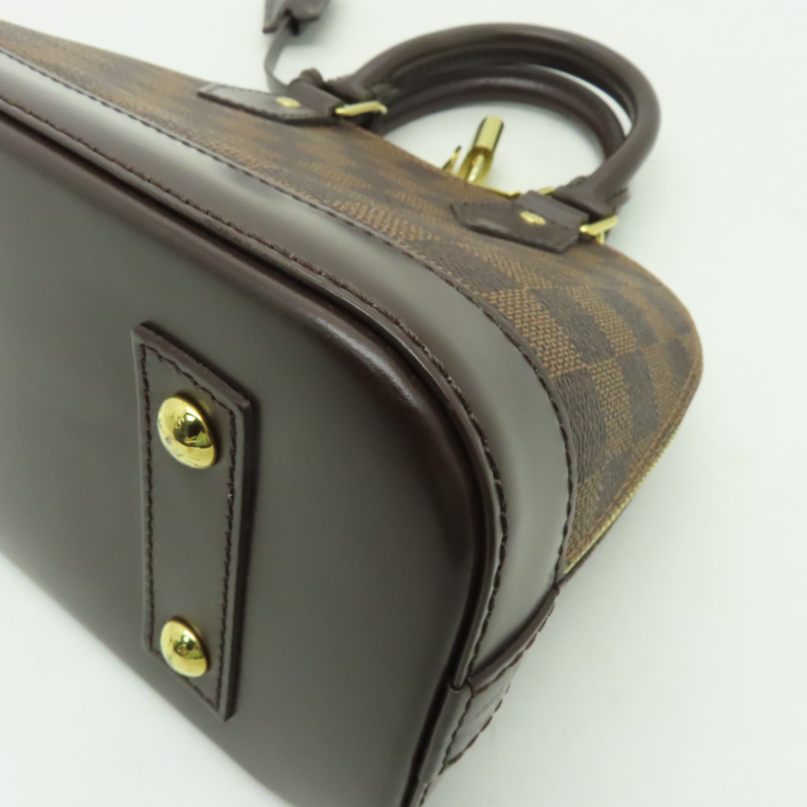 LOUIS VUITTON Damier Alma BB金扣手挽肩背兩用袋棕色