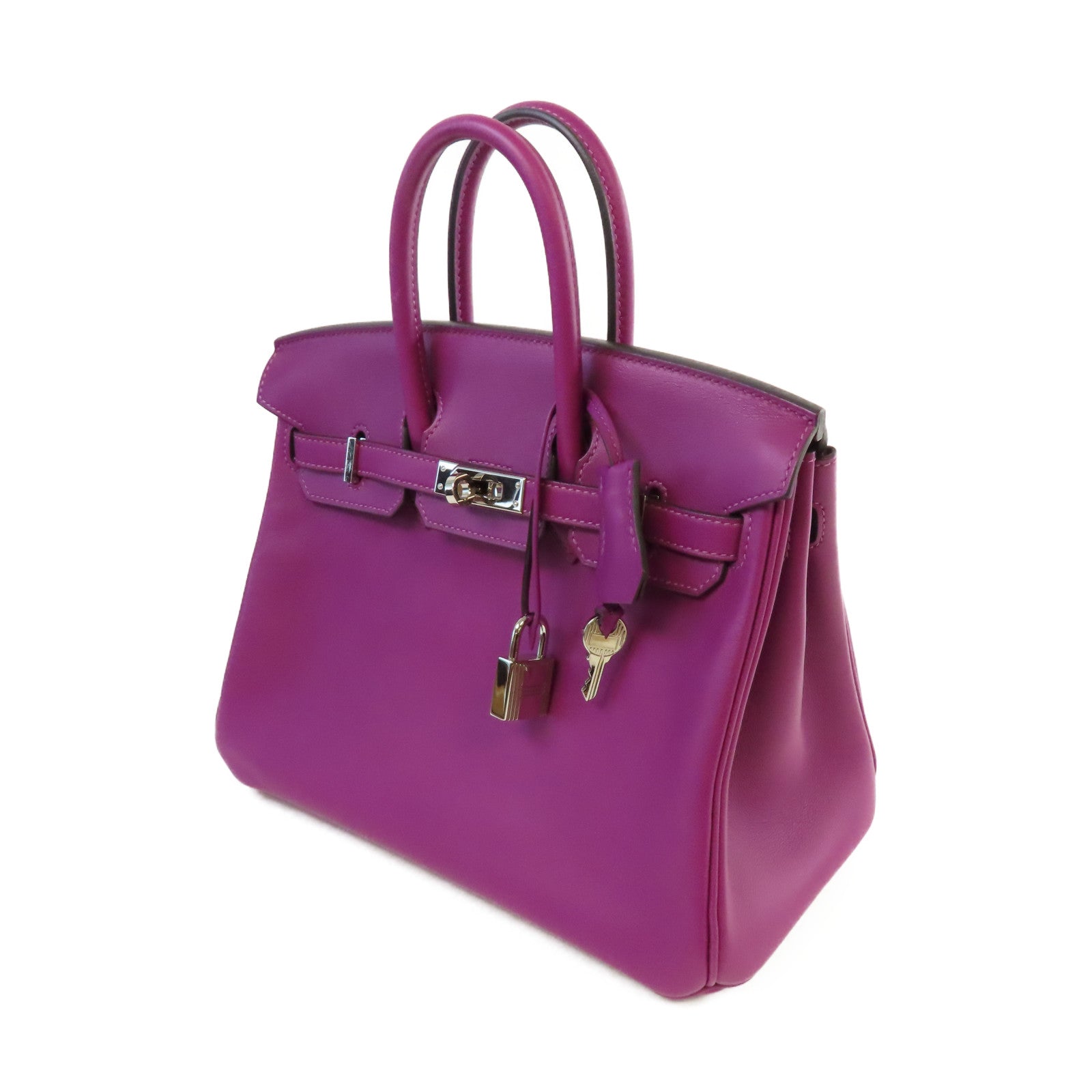 HERMES Swift皮革Birkin 25 Hand Bag銀扣手挽袋Anemone/海葵紫色