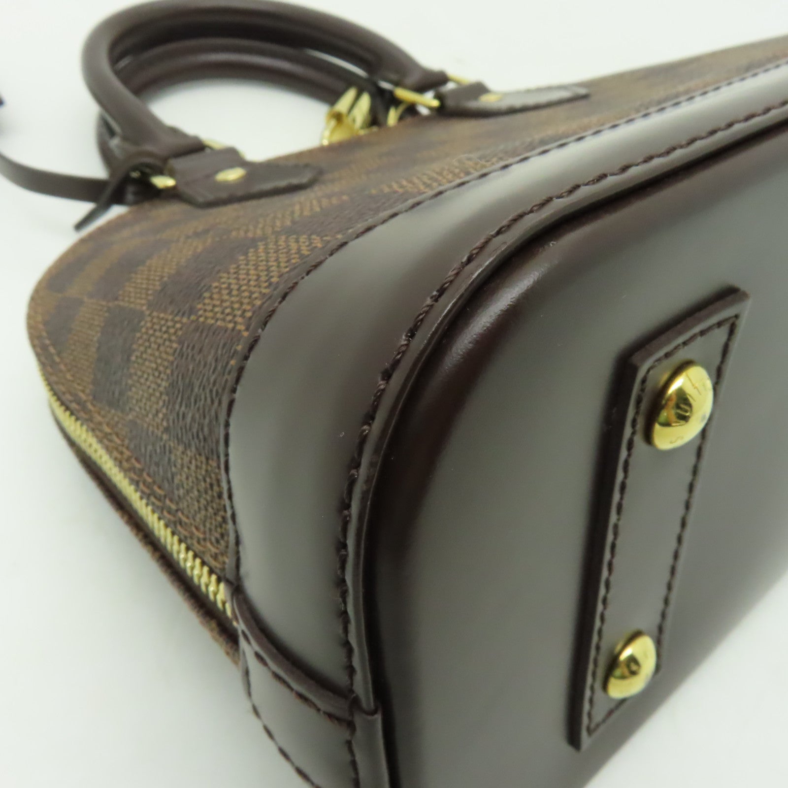 LOUIS VUITTON Damier Alma BB金扣手挽肩背兩用袋棕色