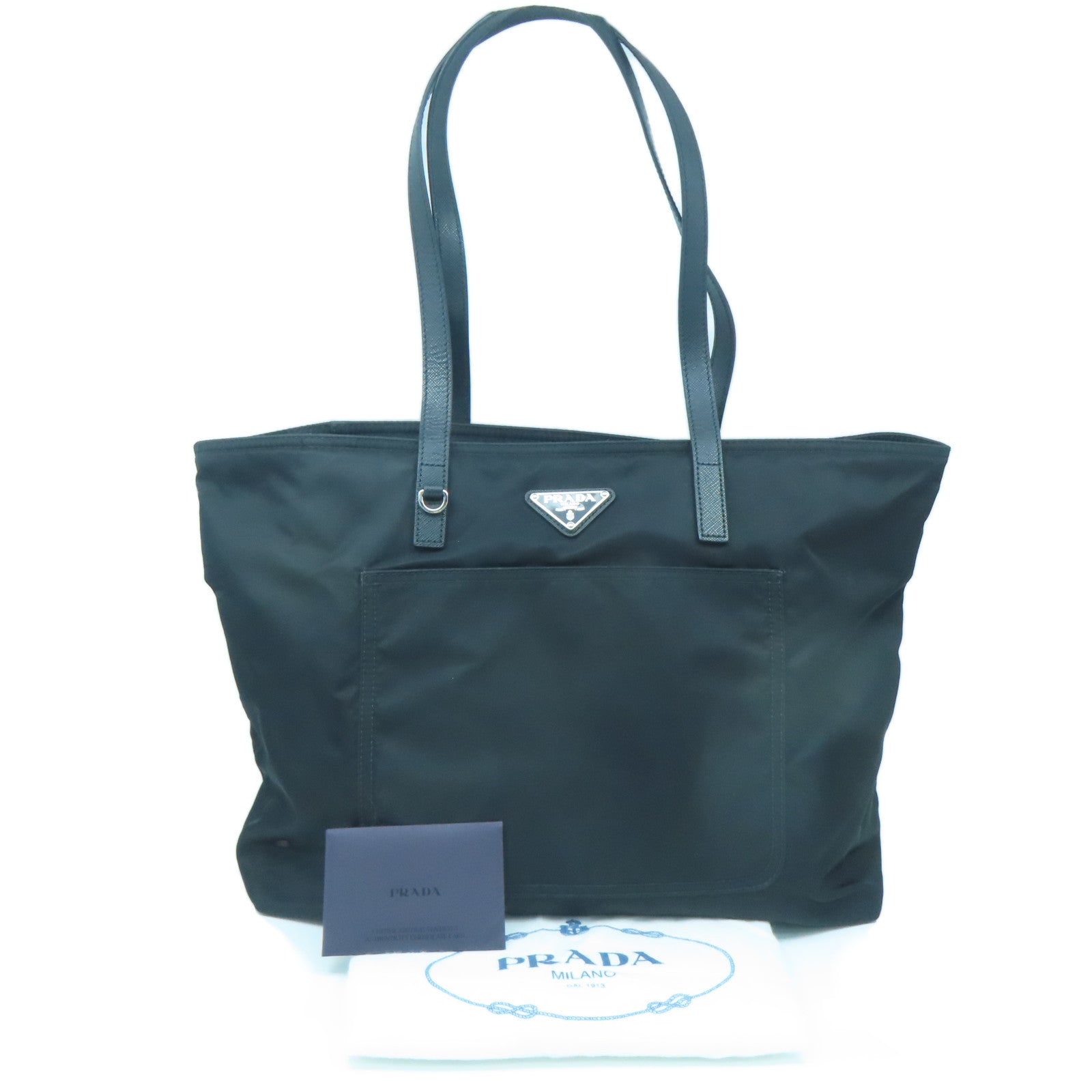 PRADA Nylon Shoulder Bag Silver Buckle Shoulder Bag Black