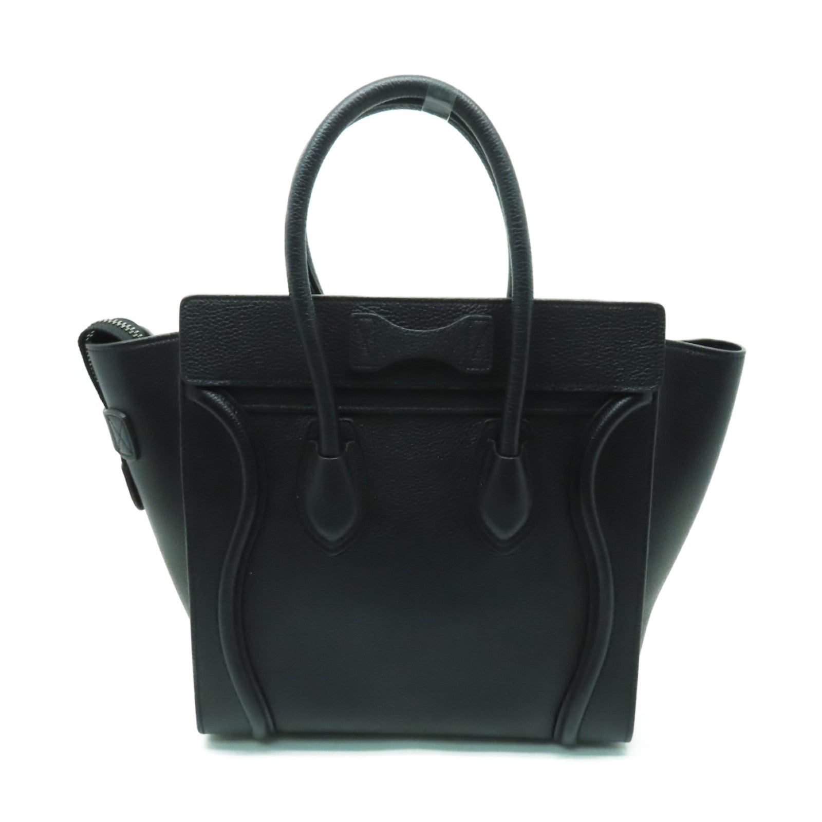 CELINE 【激減優惠】牛皮皮革Micro Luggage銀扣手挽袋黑色