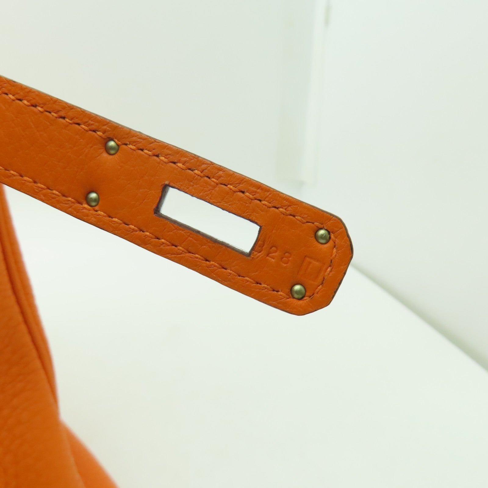 HERMES 【激減優惠】Clemence皮革Birkin 30銀扣手提包橙色