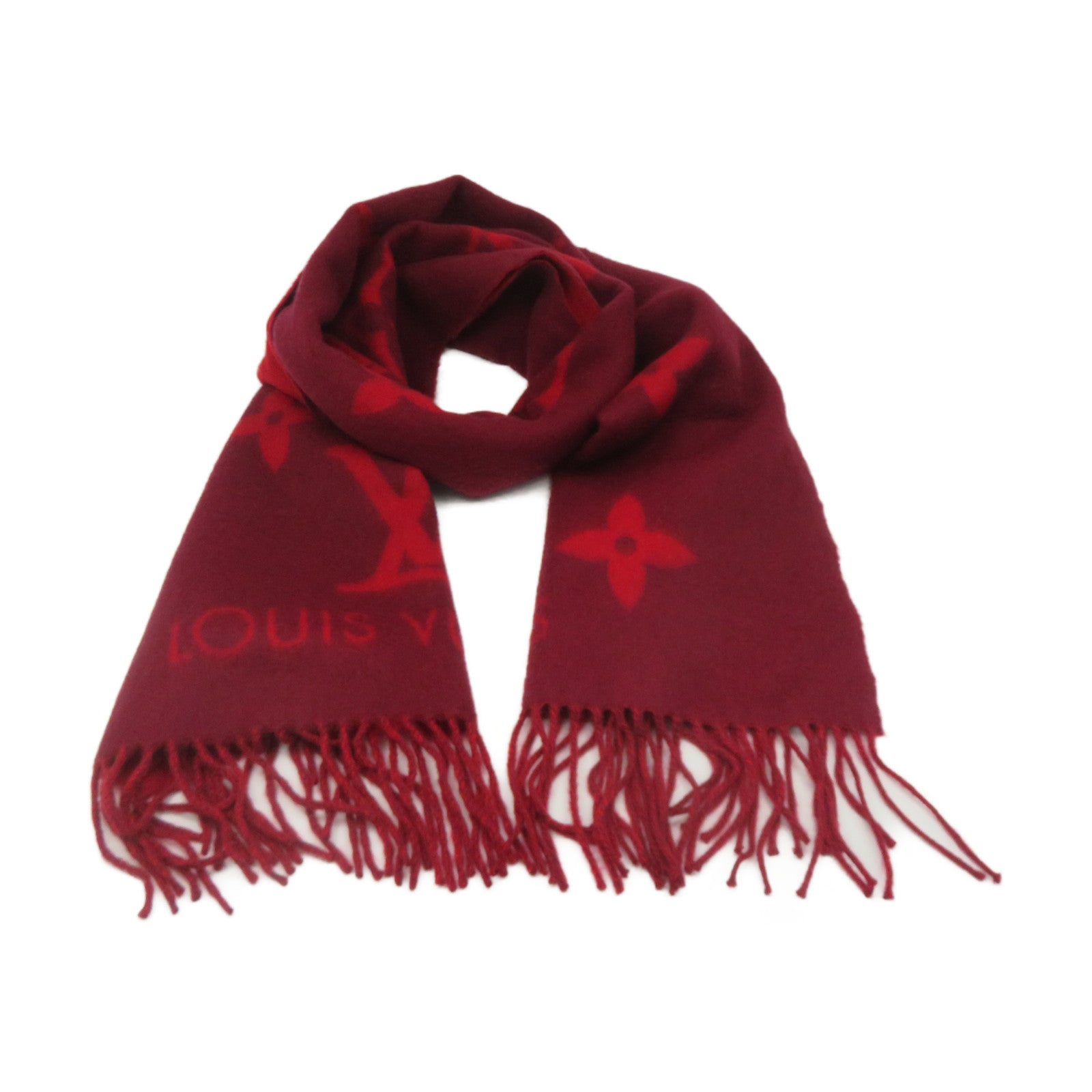LOUIS VUITTON 羊絨Scarf圍巾酒紅色
