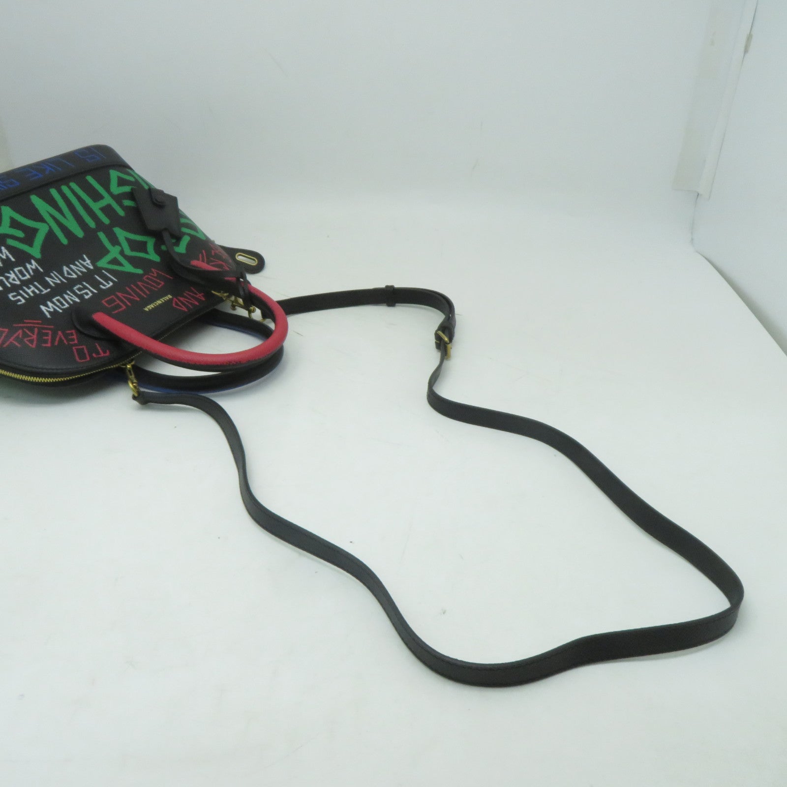 BALENCIAGA 牛皮皮革Graffiti Ville金扣手挽肩背兩用袋黑色