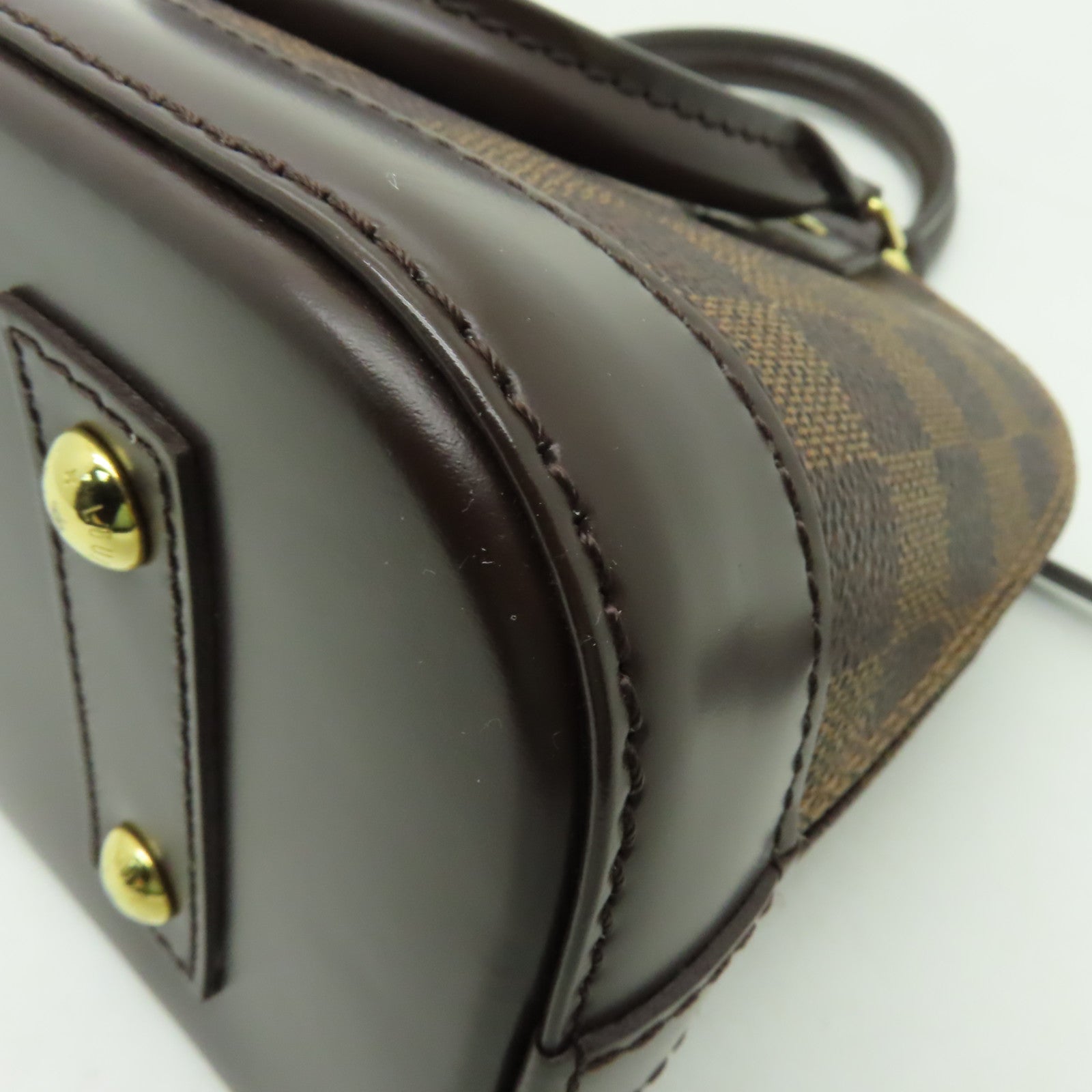 LOUIS VUITTON Damier Alma BB金扣手挽肩背兩用袋棕色