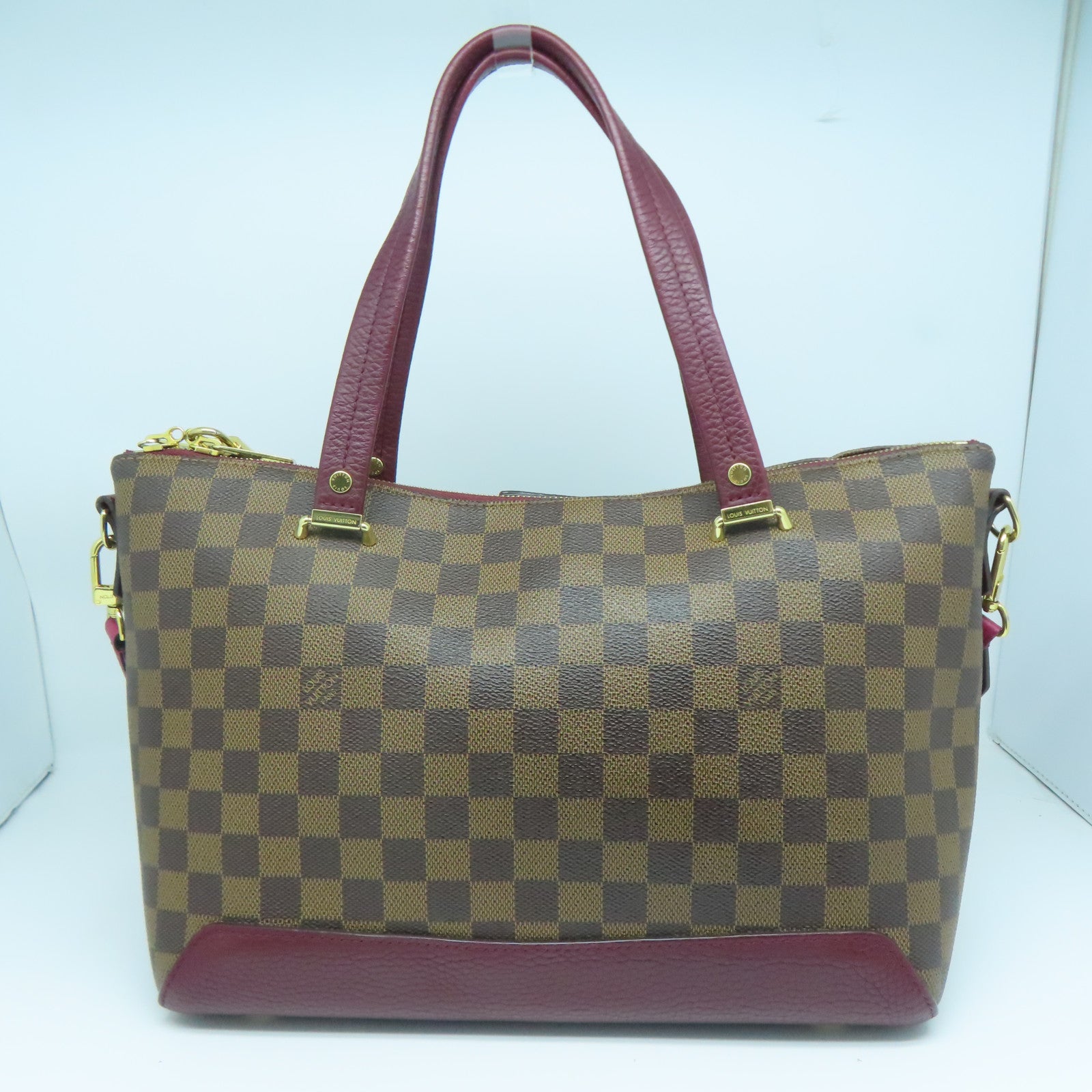 LOUIS VUITTON Damier Hyde Park金扣手挽肩背两用袋啡色紫色