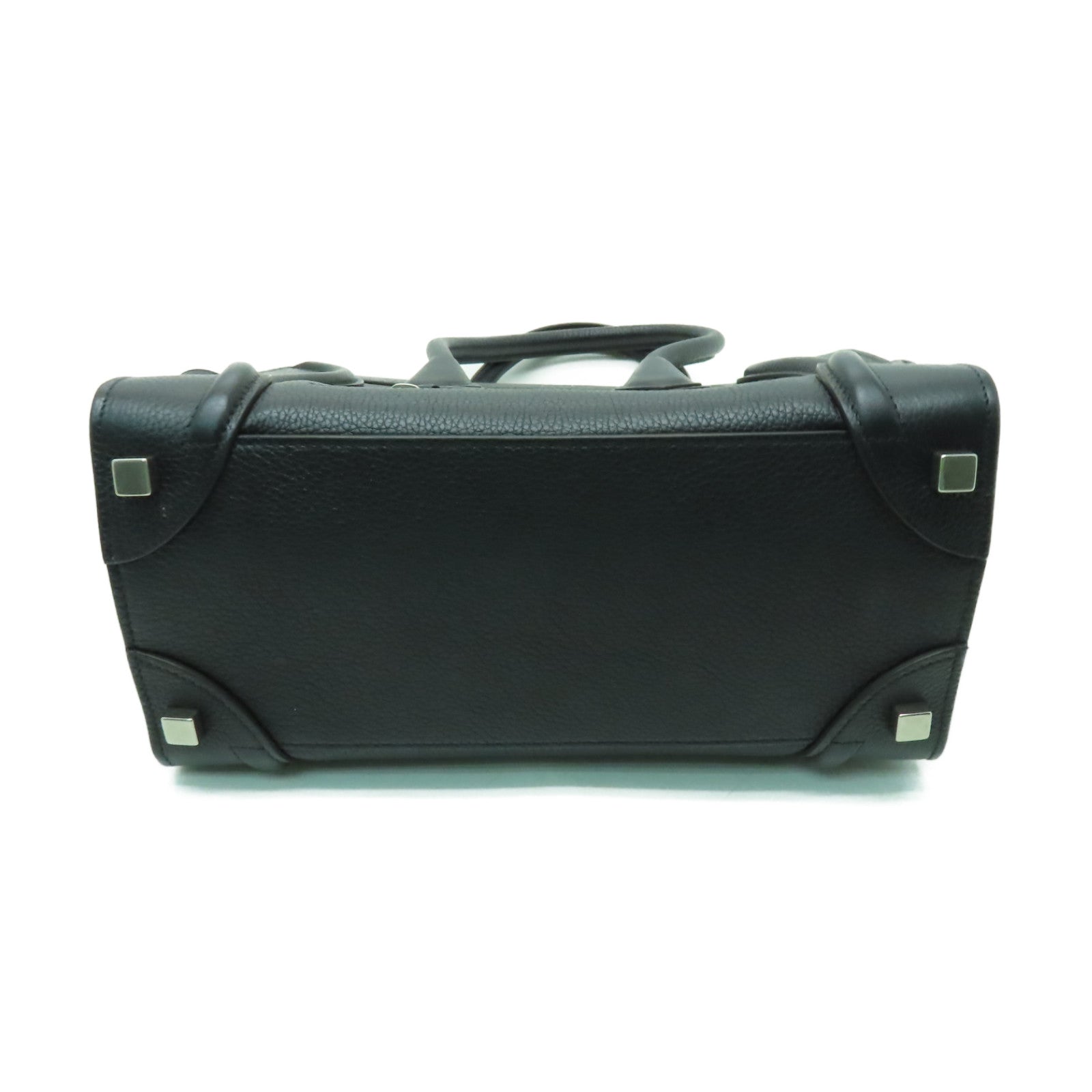 CELINE 【激減優惠】牛皮皮革Micro Luggage銀扣手挽袋黑色