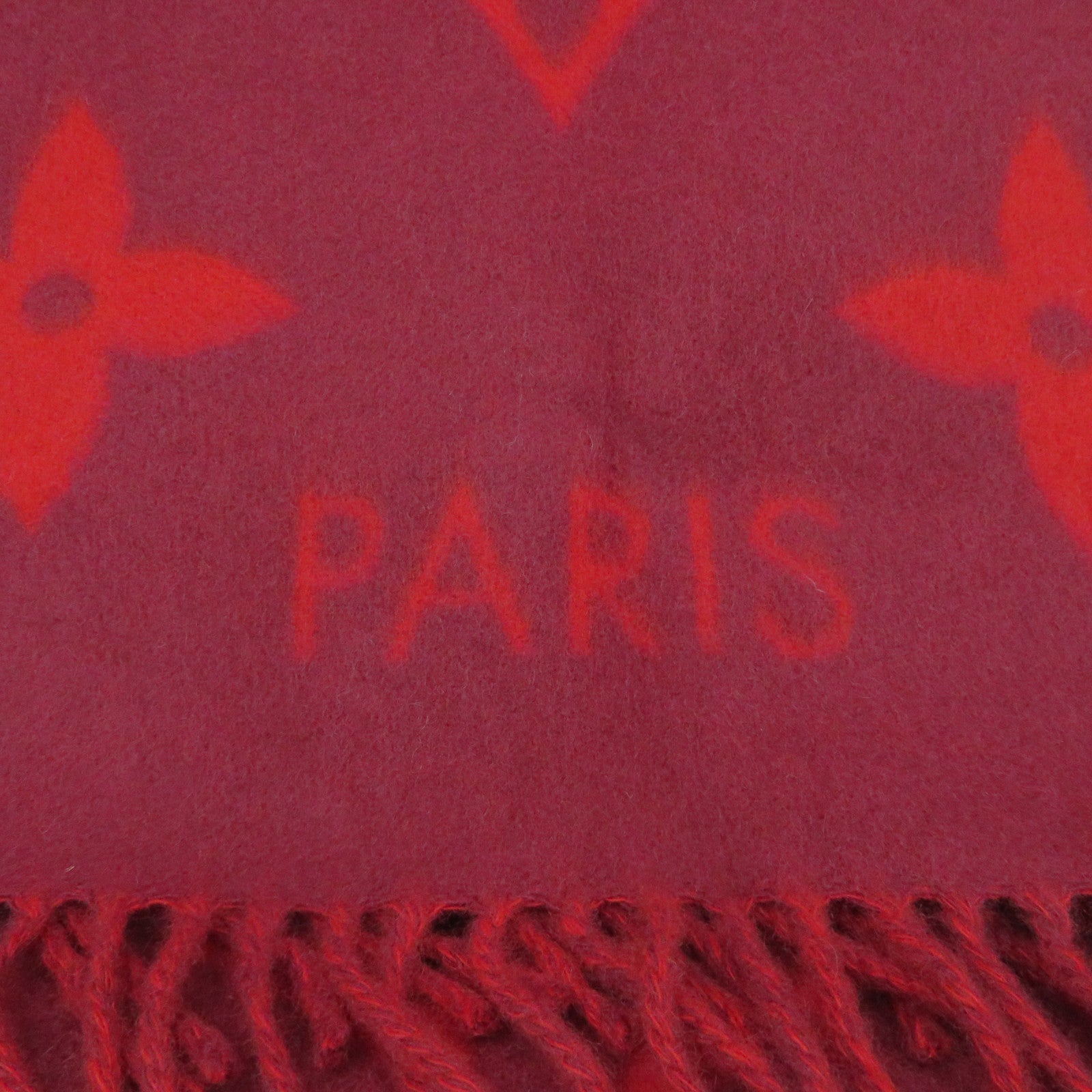 LOUIS VUITTON 羊絨Scarf圍巾酒紅色
