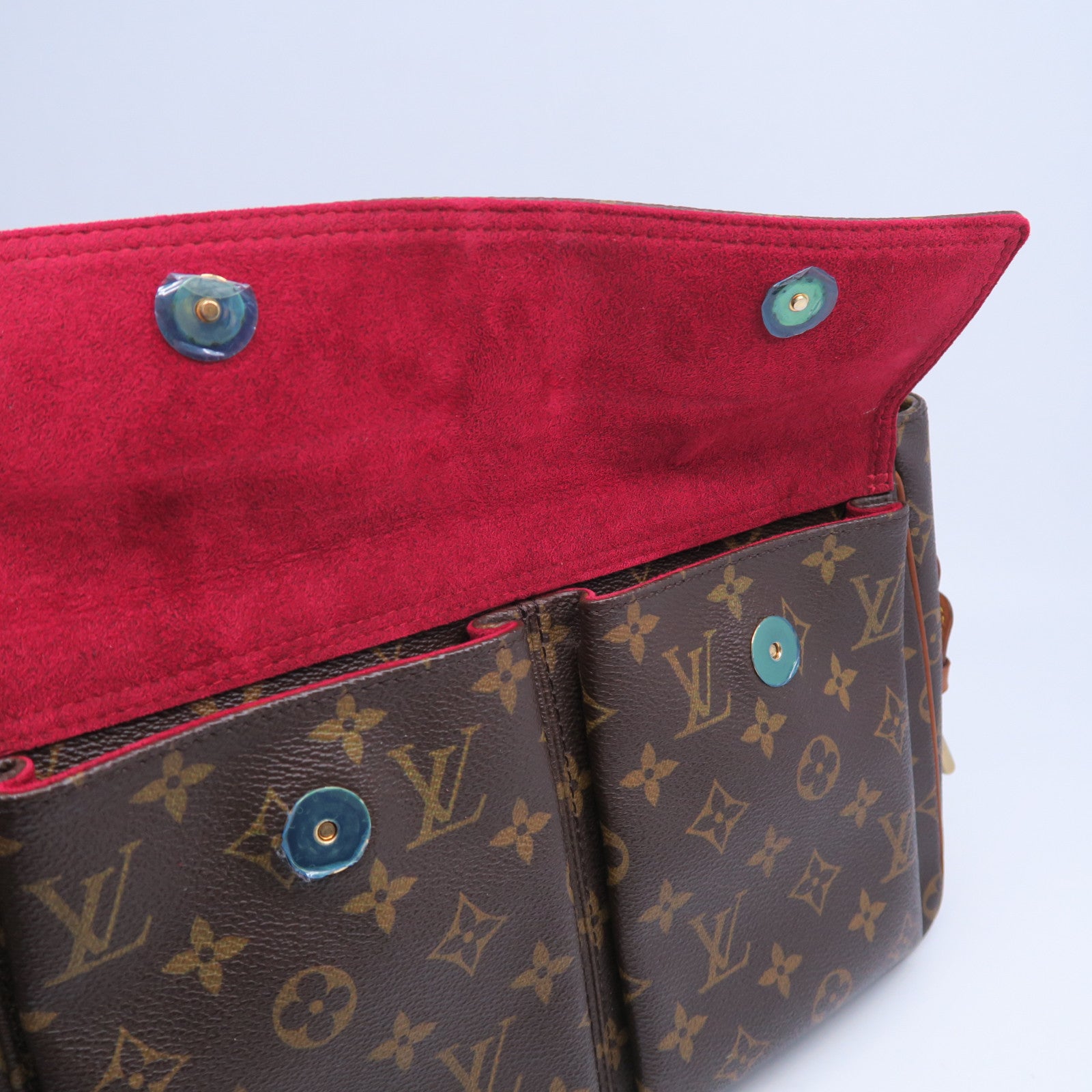 LOUIS VUITTON 塗層帆布Viva Cite GM金扣肩背袋啡色