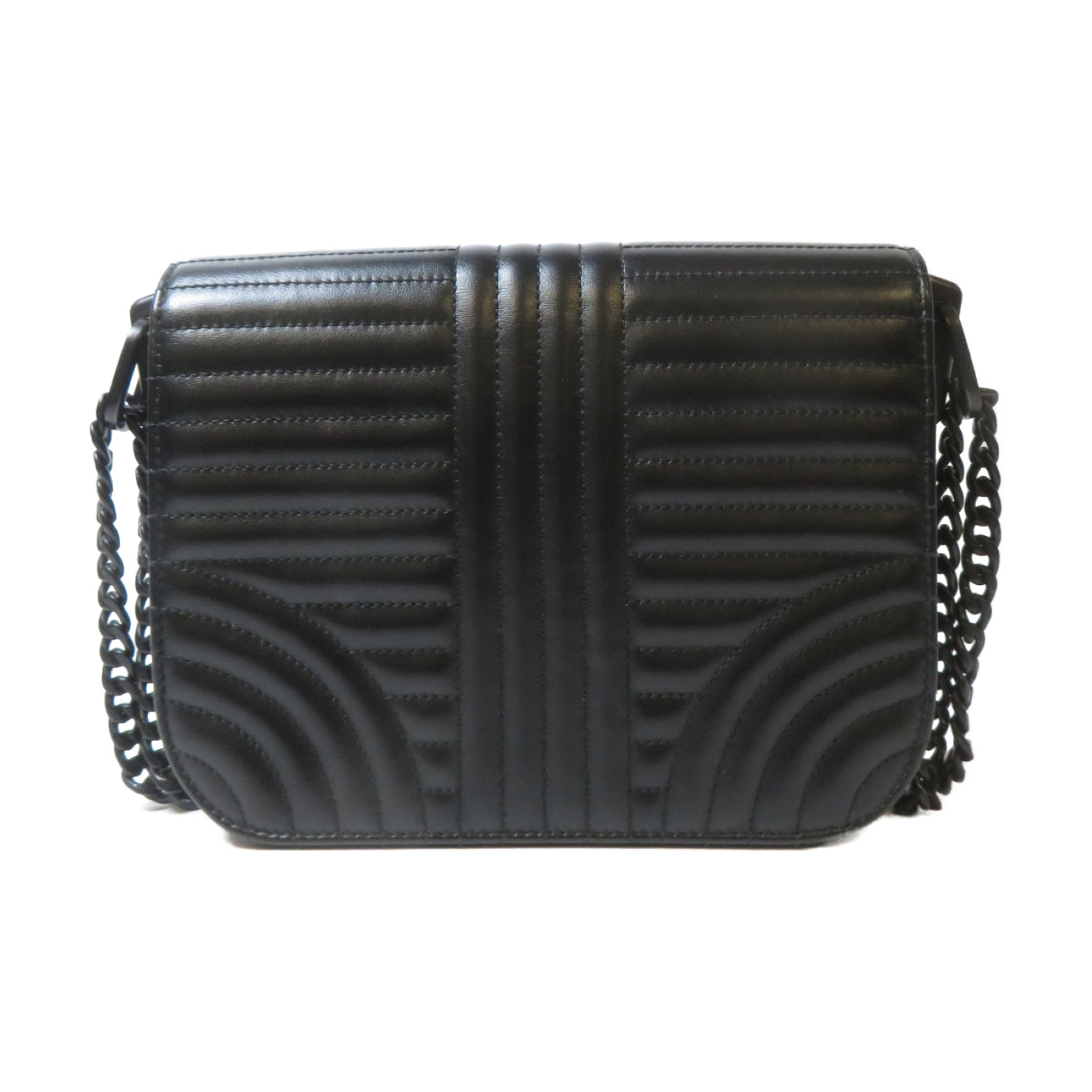PRADA 牛皮皮革Chain Shoulder黑扣鏈帶肩背袋黑色
