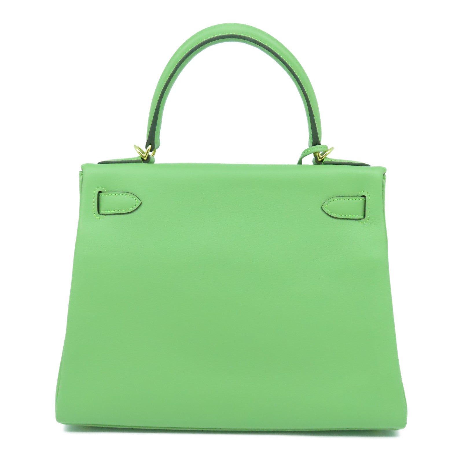 HERMES Evercolour皮革Kelly 28金扣手挽肩背兩用袋牛油果绿色