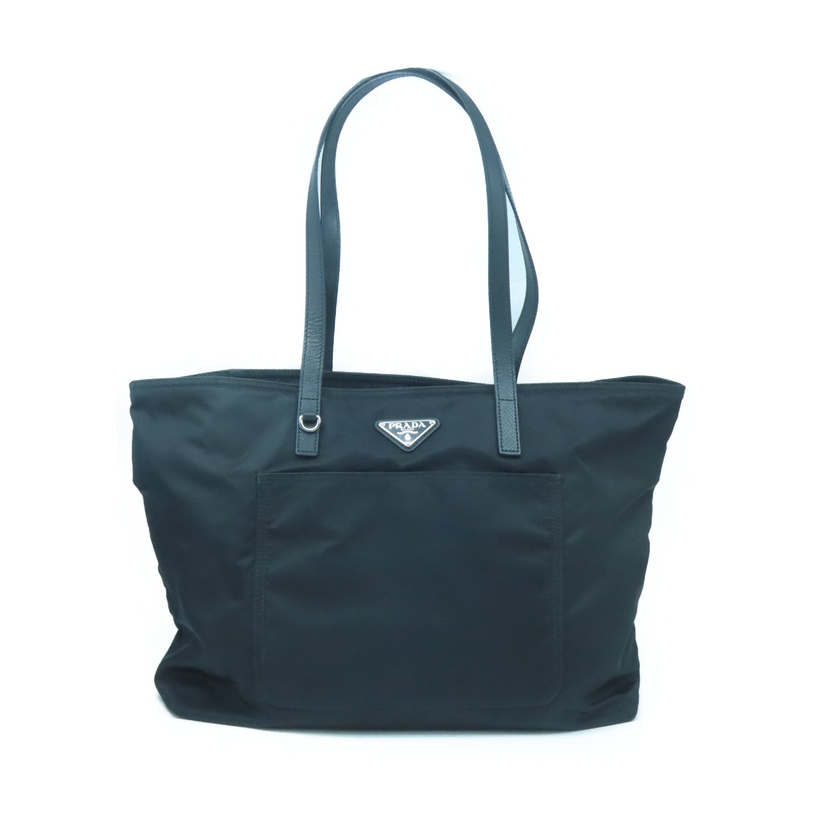 PRADA Nylon Shoulder Bag Silver Buckle Shoulder Bag Black