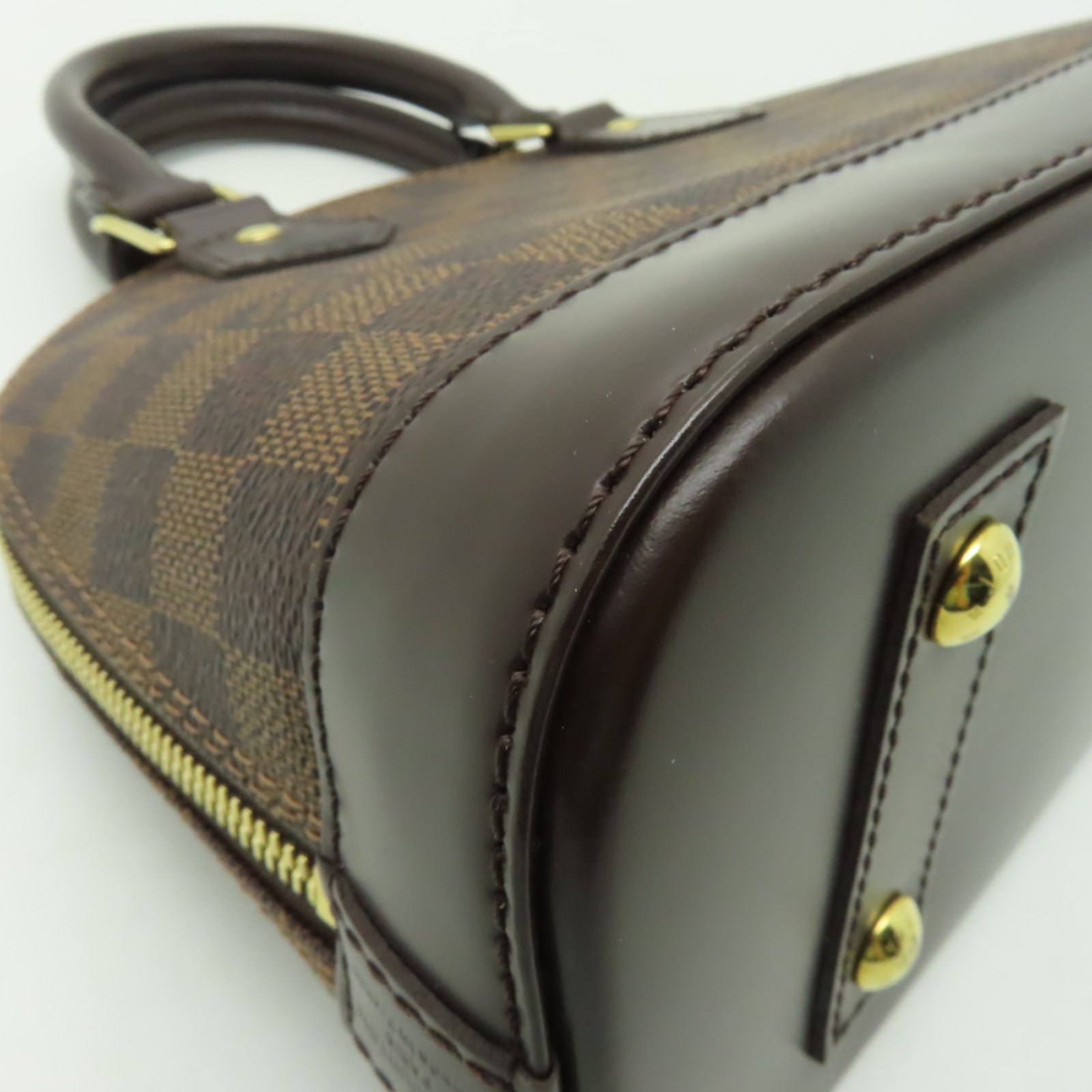 LOUIS VUITTON Damier Alma BB金扣手挽肩背兩用袋棕色