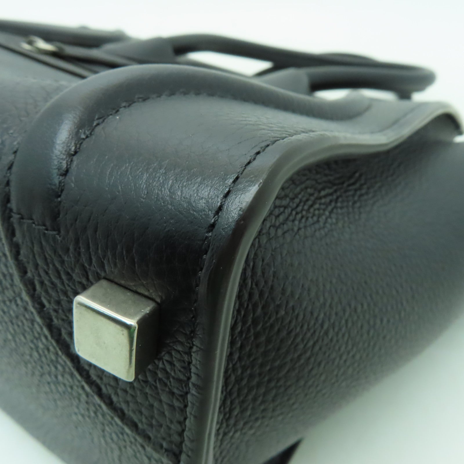 CELINE 【激減優惠】牛皮皮革Micro Luggage銀扣手挽袋黑色