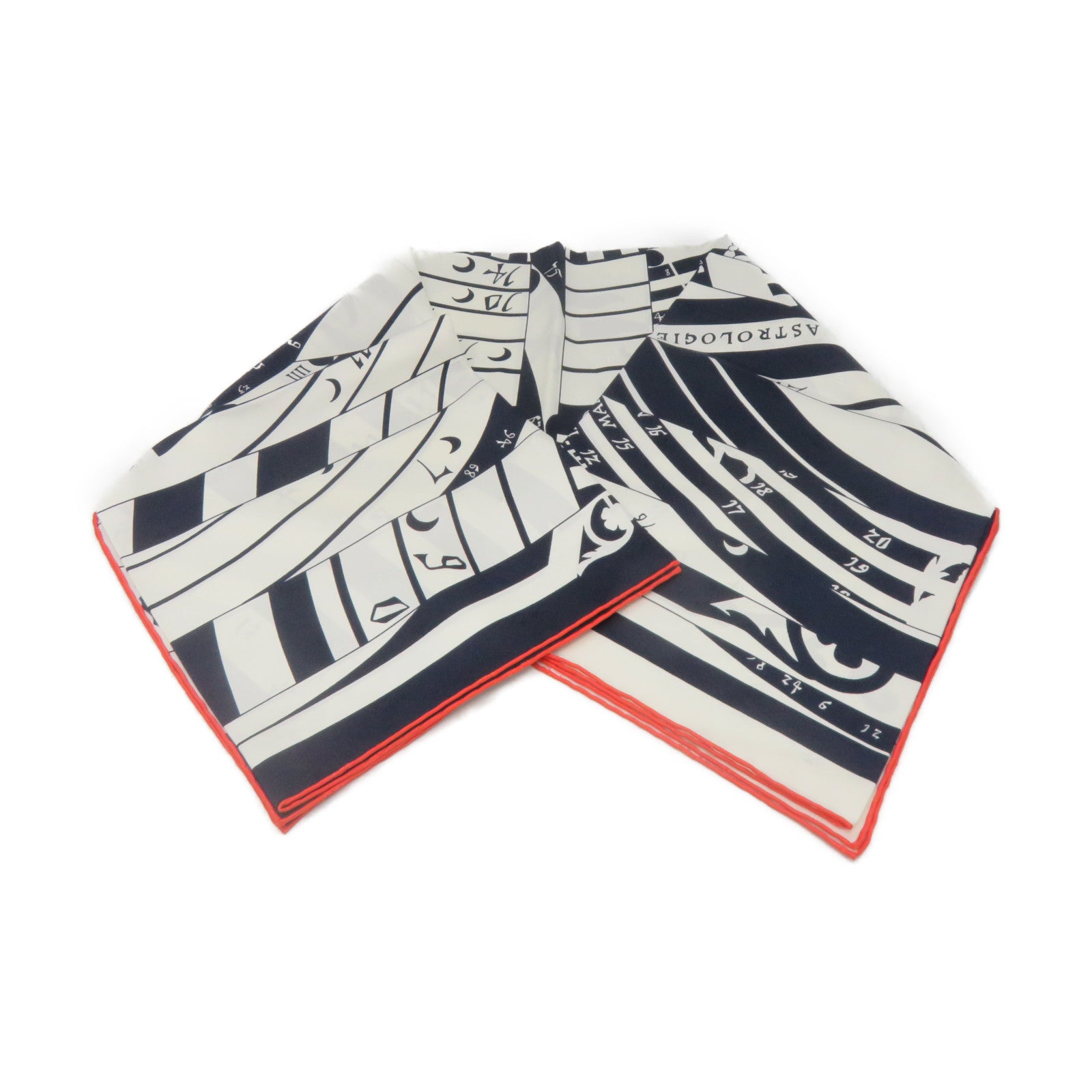 HERMES 絲質Scarf 90x90絲巾白色/寶藍色/橙色