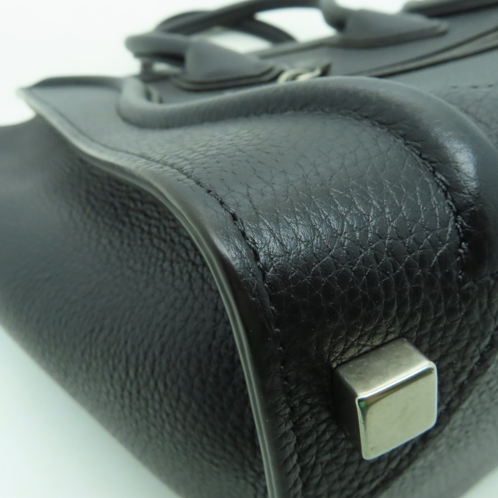 CELINE 【激減優惠】牛皮皮革Micro Luggage銀扣手挽袋黑色