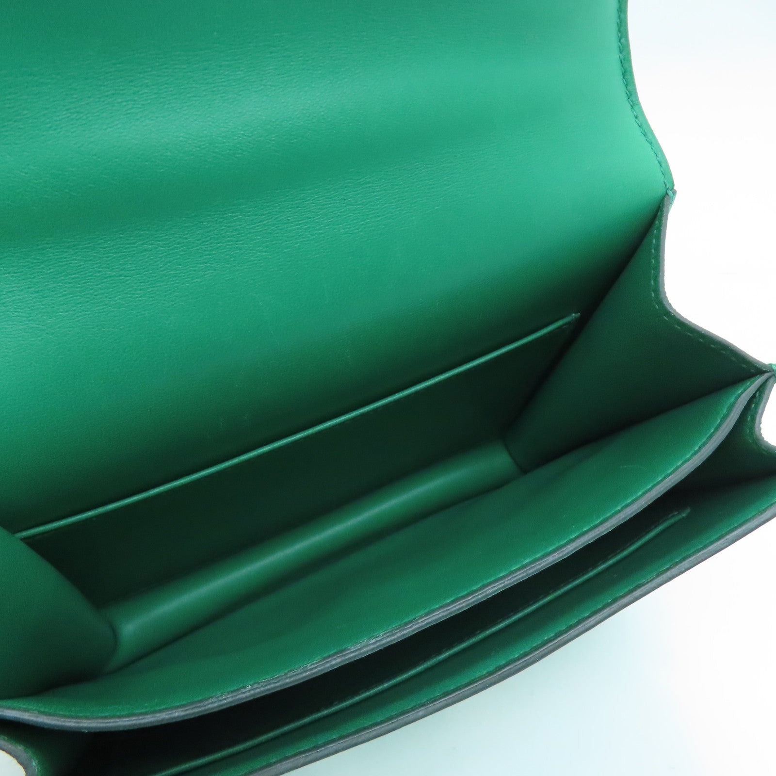 HERMES Evercolor皮革Mini Constance銀扣肩背袋Vert Vertigo絲絨綠色