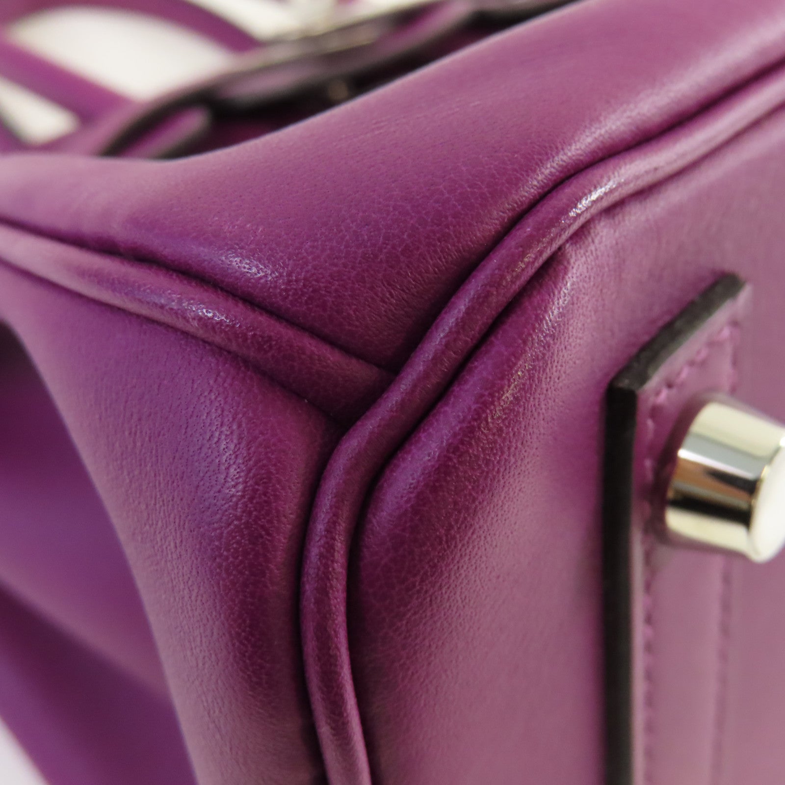 HERMES Swift皮革Birkin 25 Hand Bag銀扣手挽袋Anemone/海葵紫色