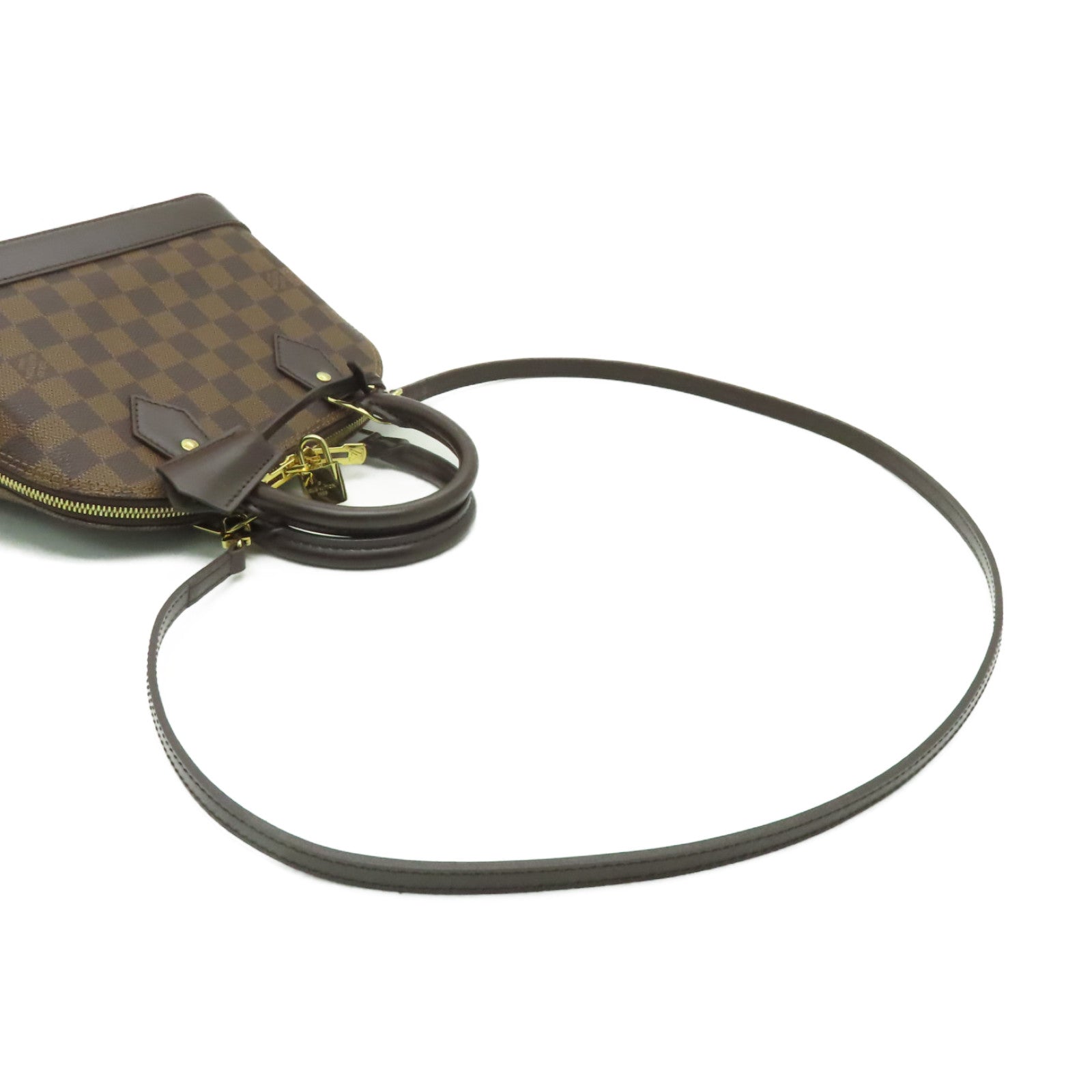 LOUIS VUITTON Damier Alma BB金扣手挽肩背兩用袋棕色