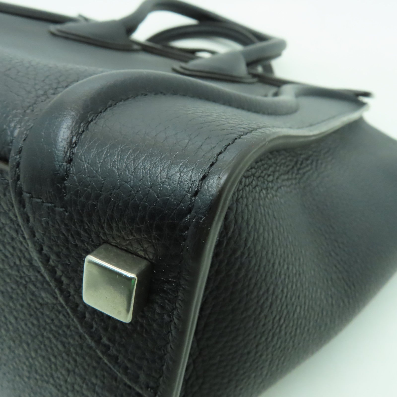 CELINE 【激減優惠】牛皮皮革Micro Luggage銀扣手挽袋黑色
